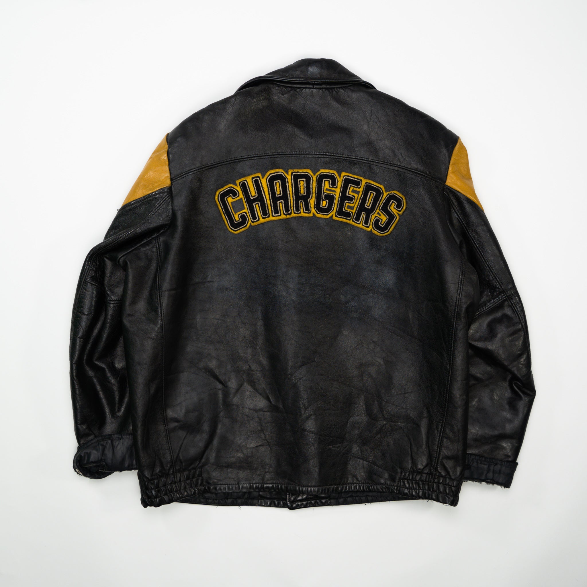 Vintage 70s Black Clarkson Conference Champs Leather Varsity Jacket (L)