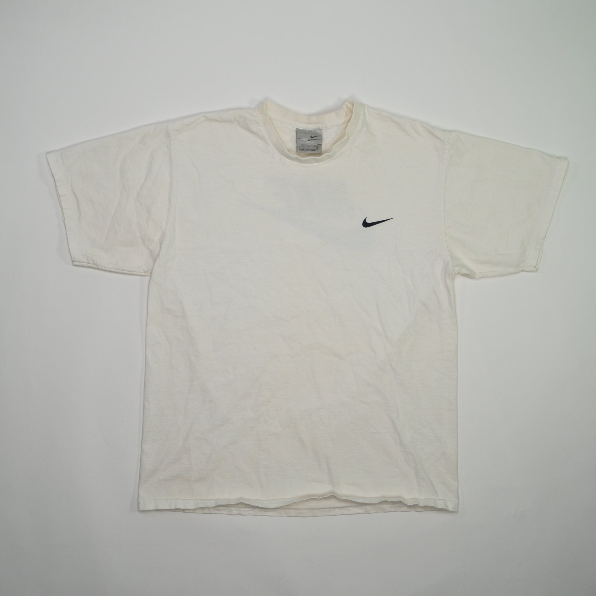 Vintage 90s Cream Nike Check Essential Tee (S/M)