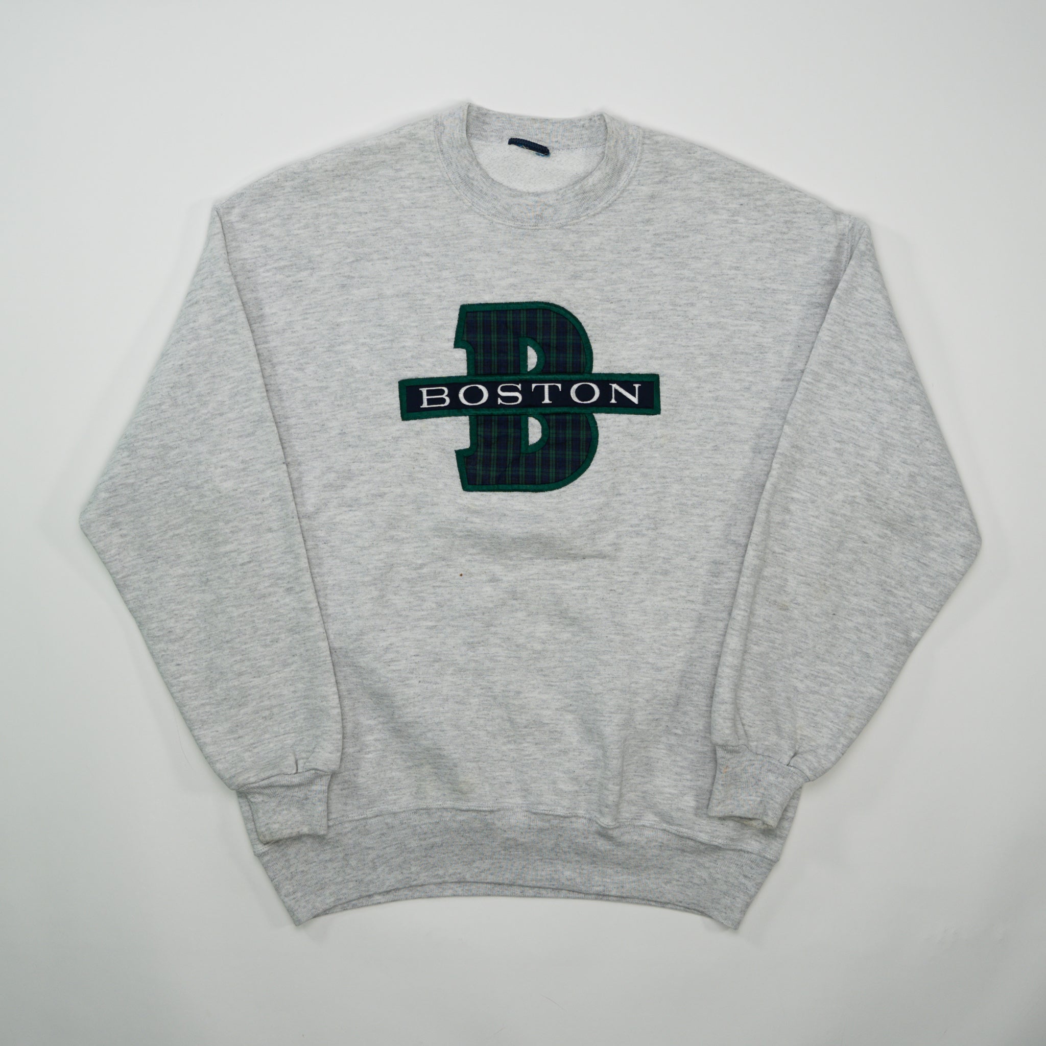 Vintage 90s Grey Boston 'B' Embroidered Crewneck (M)