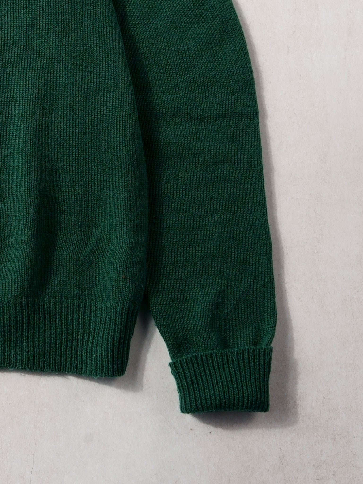 Vintage 90s Pine Green JC Penny Knit Blank Vneck Sweater (M)