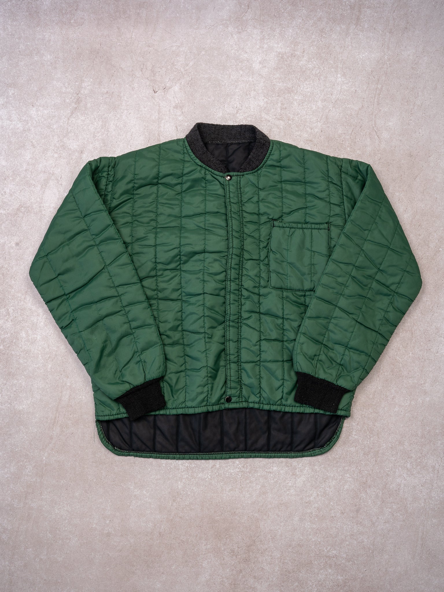 Vintage 1970s Green Zip Up Liner Jacket (M)