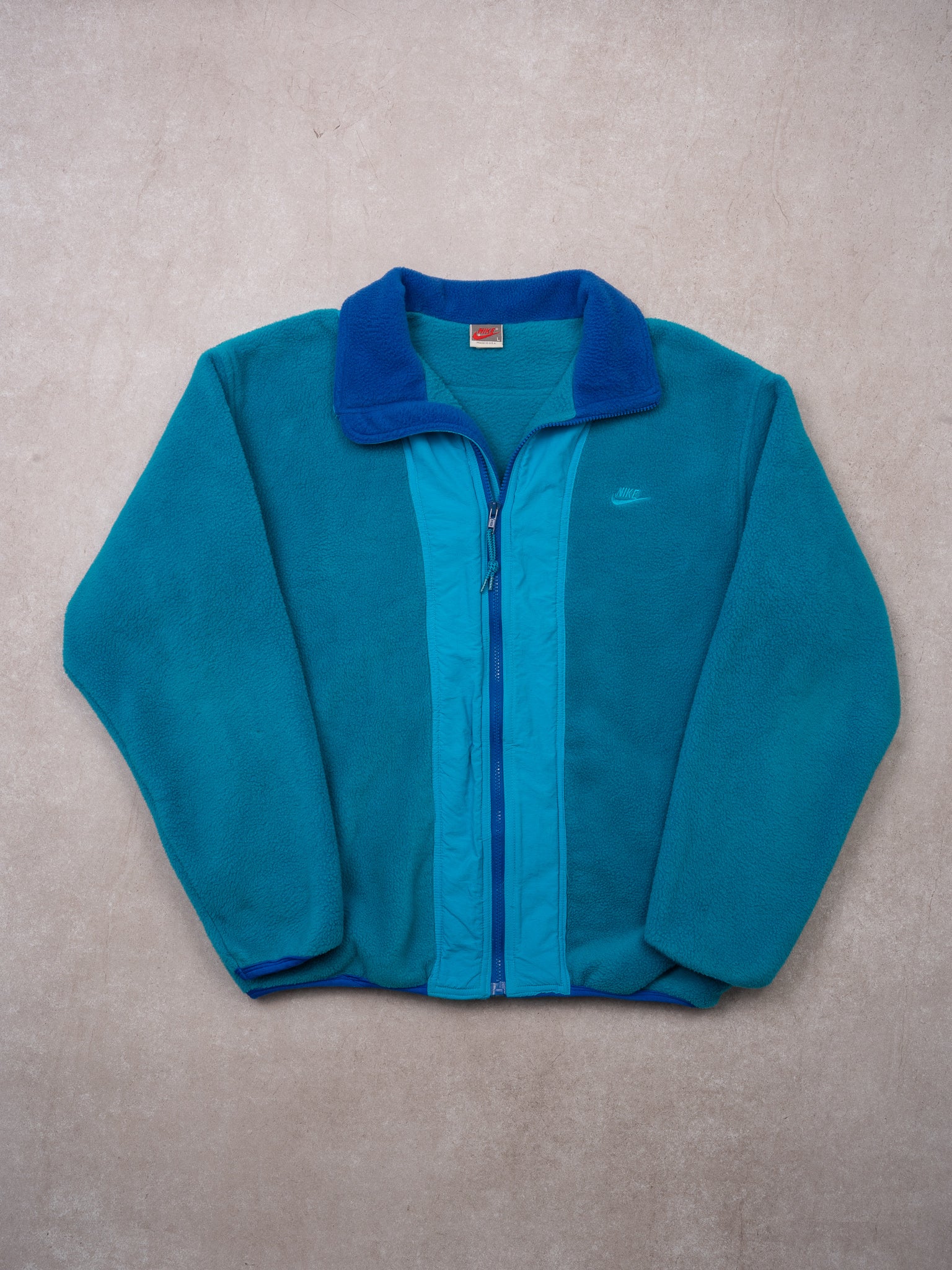 Vintage 90s Aqua Nike Fleece Zip Up Jacket (L/XL)