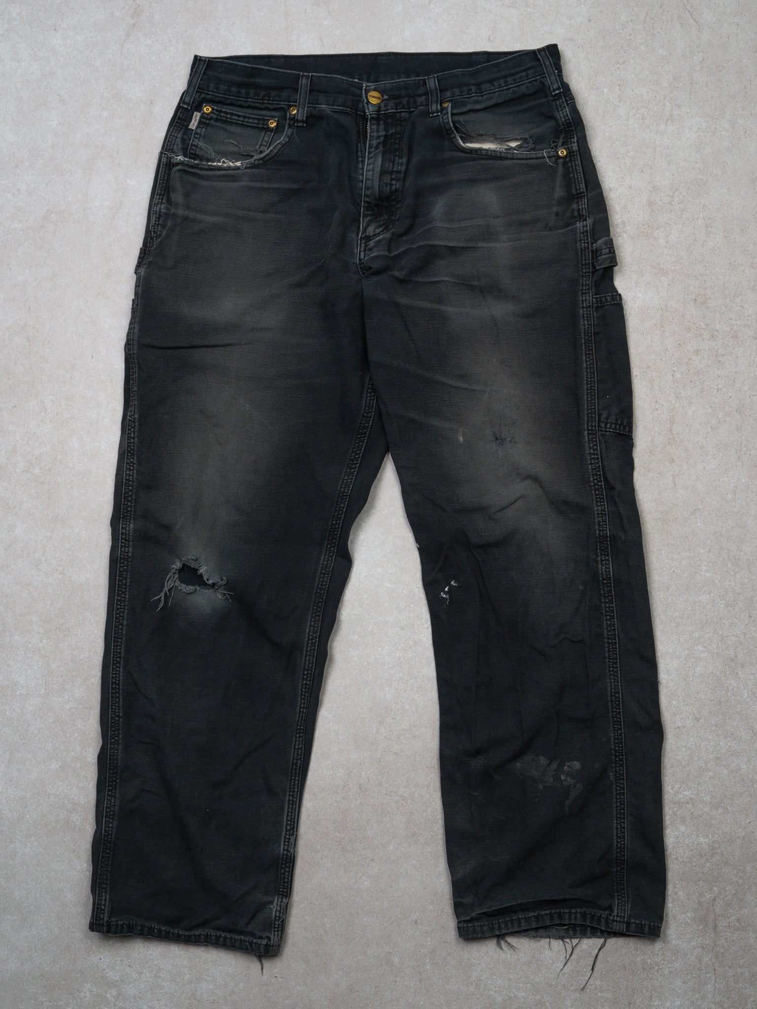 Vintage Rugged Washed Black Carhartt Cargo Pants (33 x 30)