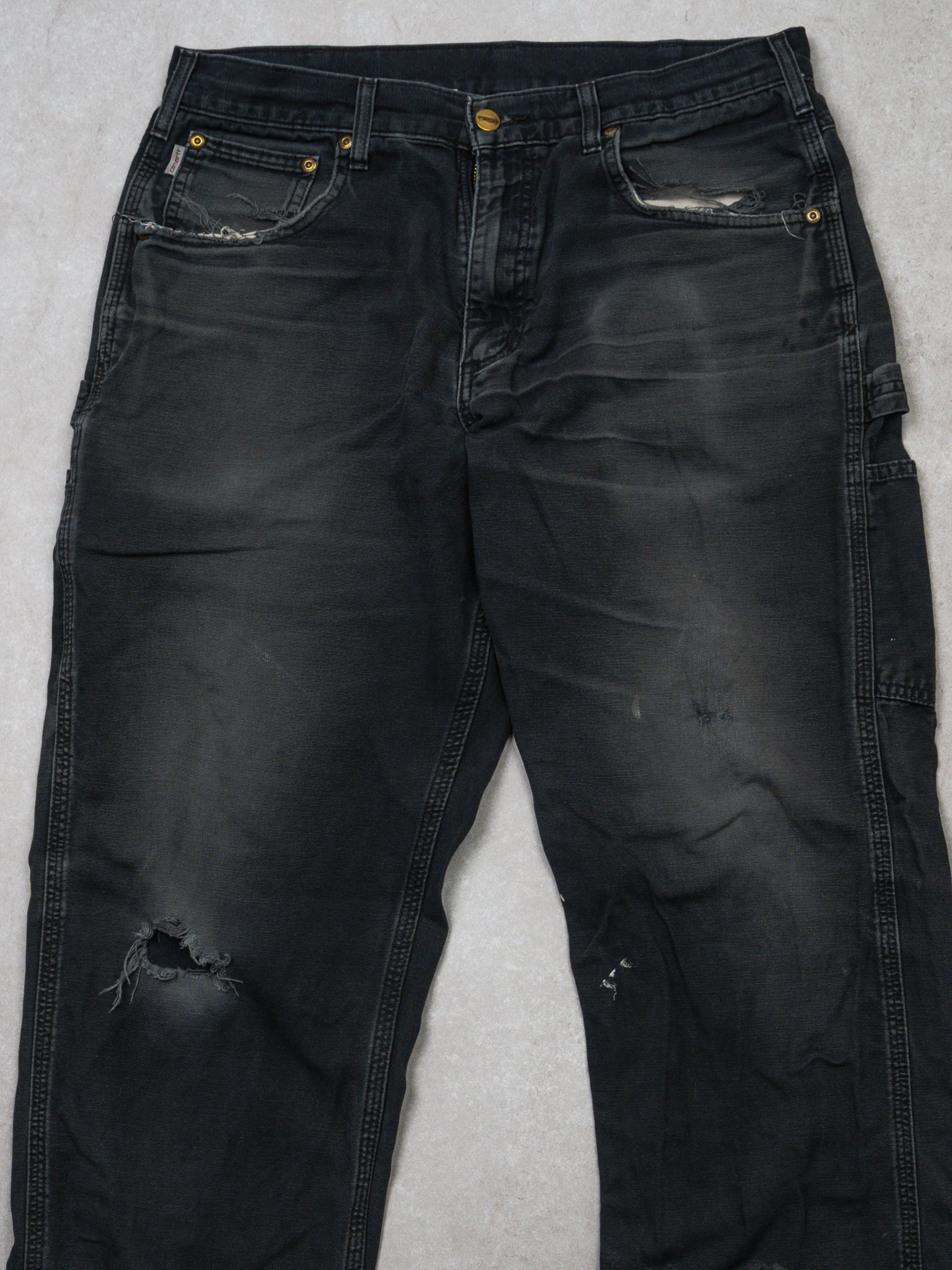 Vintage Rugged Washed Black Carhartt Cargo Pants (33 x 30)
