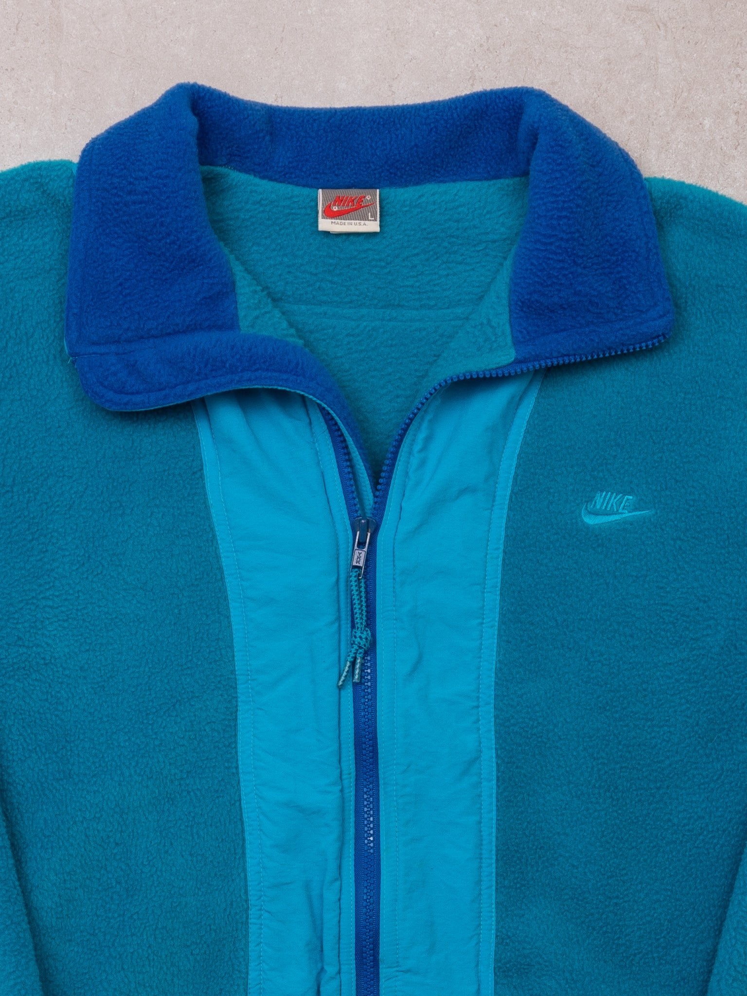 Vintage 90s Aqua Nike Fleece Zip Up Jacket (L/XL)