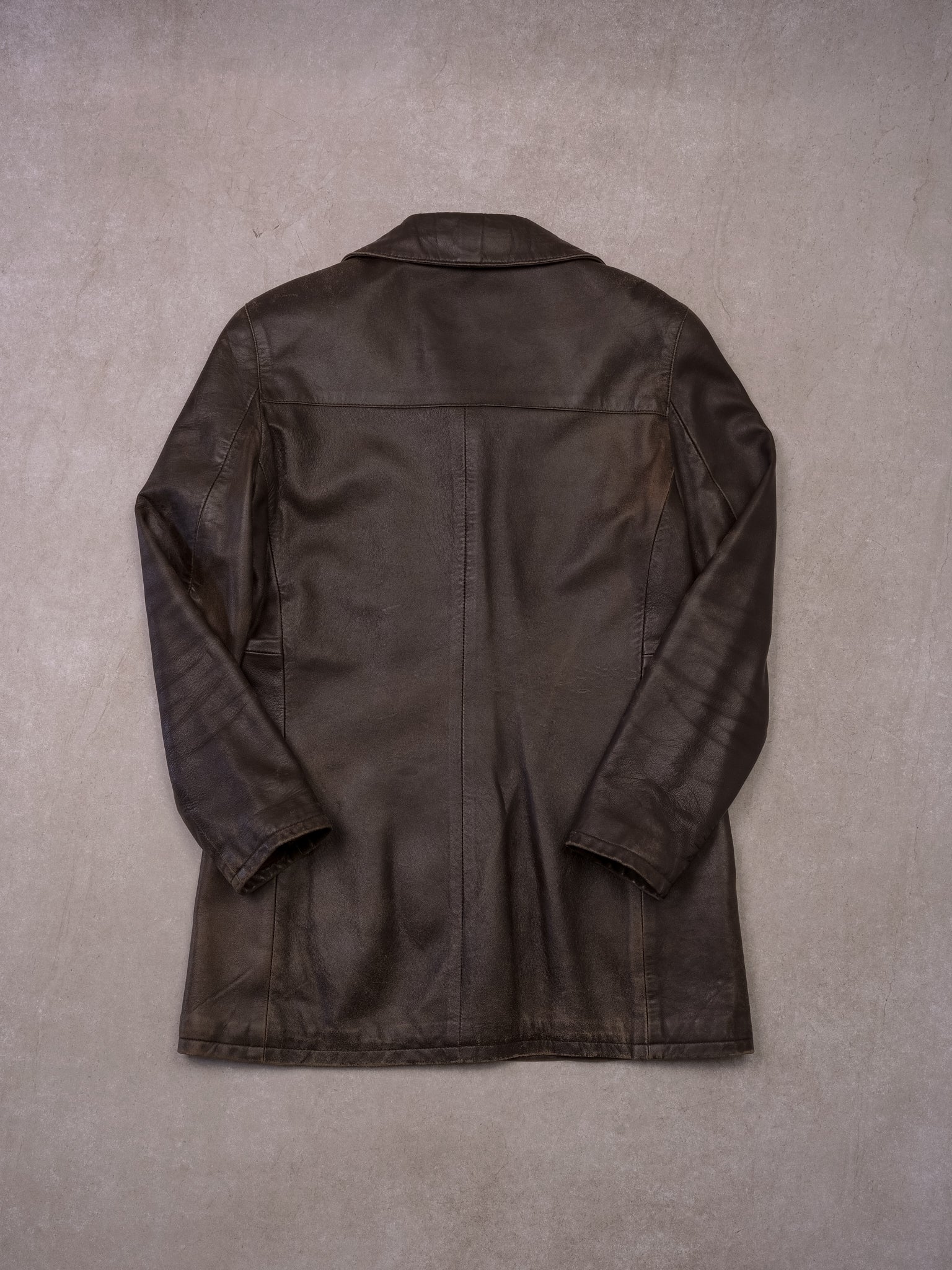 Vintage 90s Brown A-PRO-PEAUX Leather Longcoat (S)