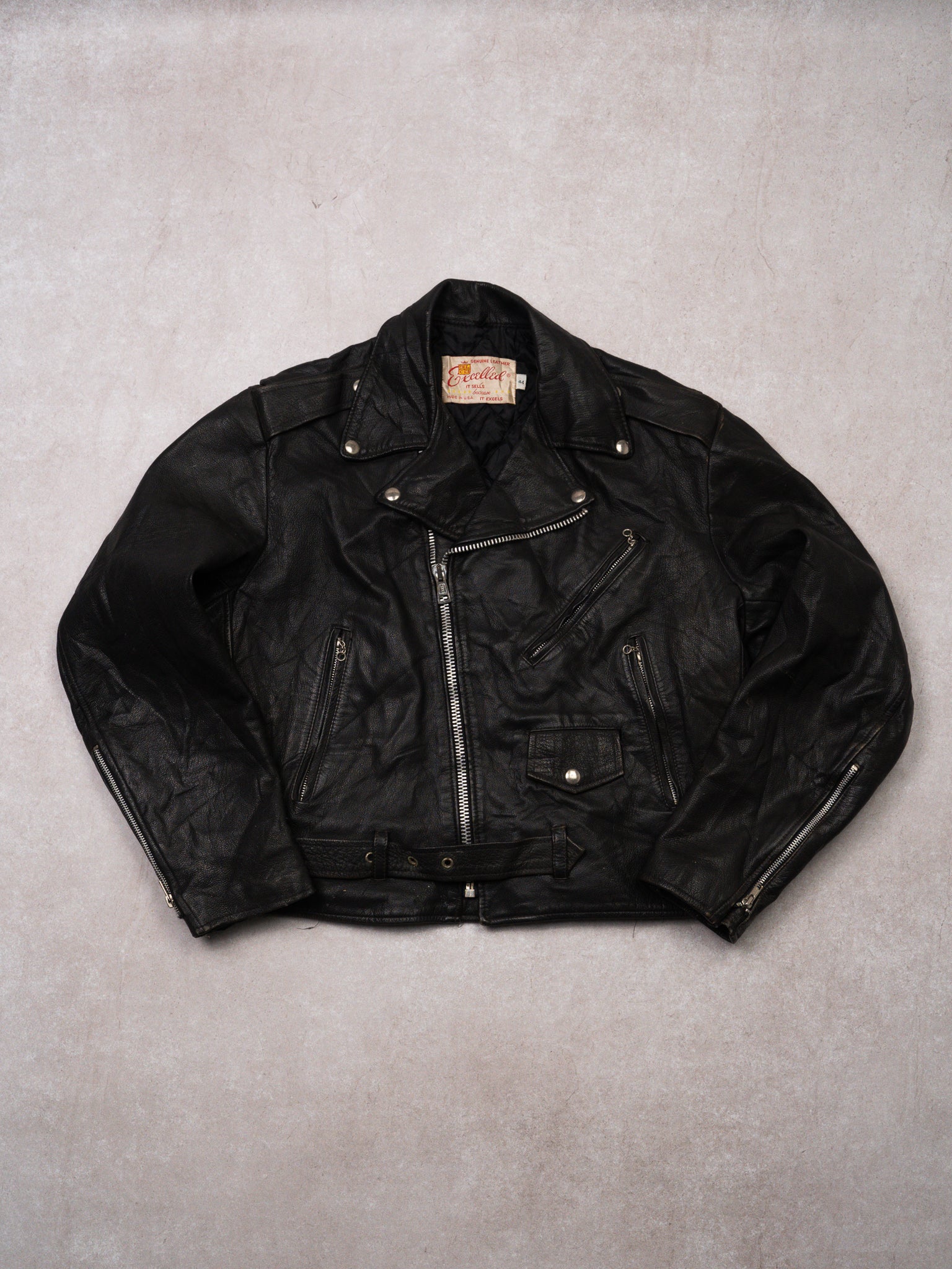 Vintage Rare 1970s Excelled Leather Biker Jacket (M)