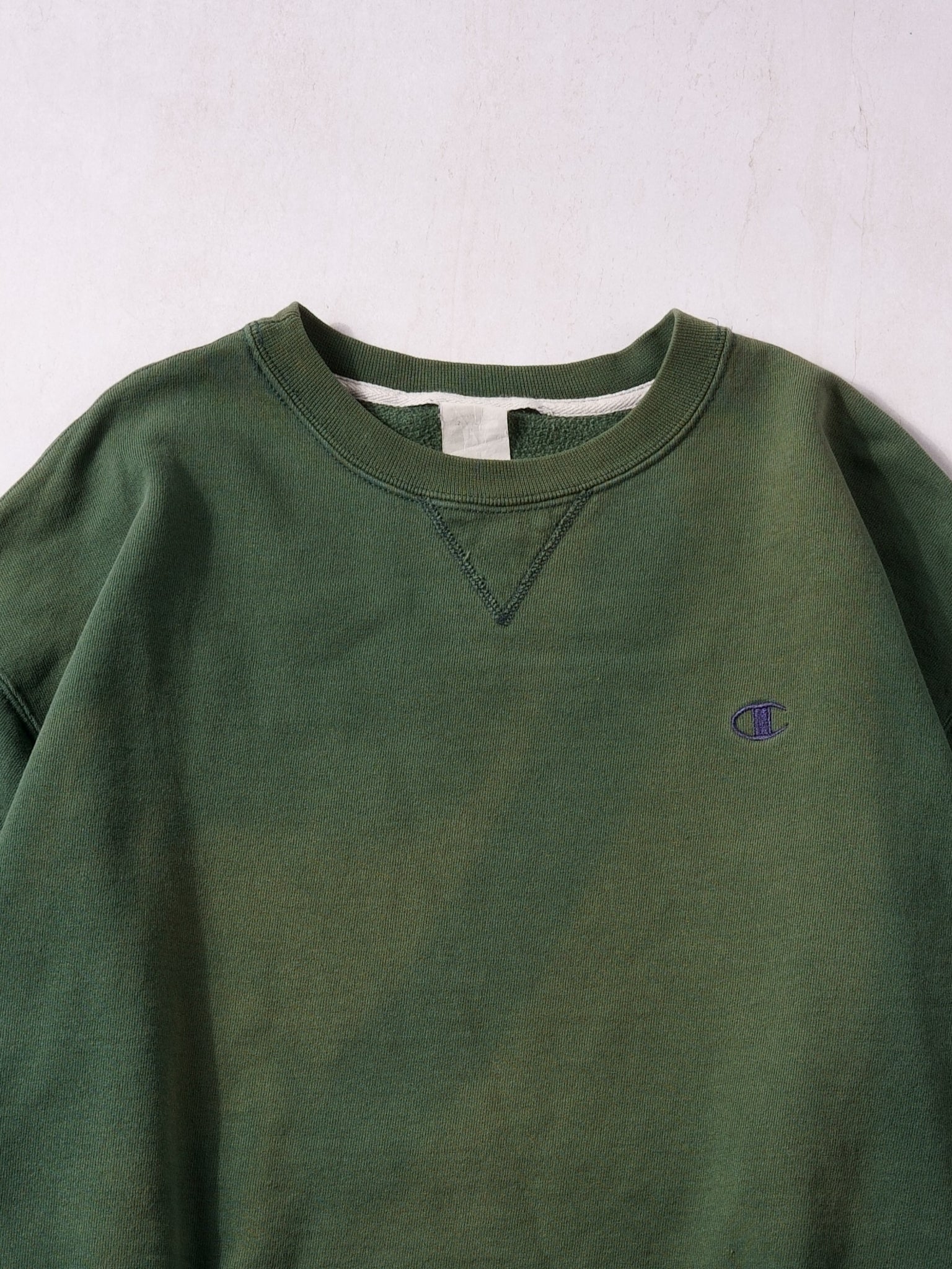 Vintage 90s Juniper Green Champion Blank Crewneck (XL)
