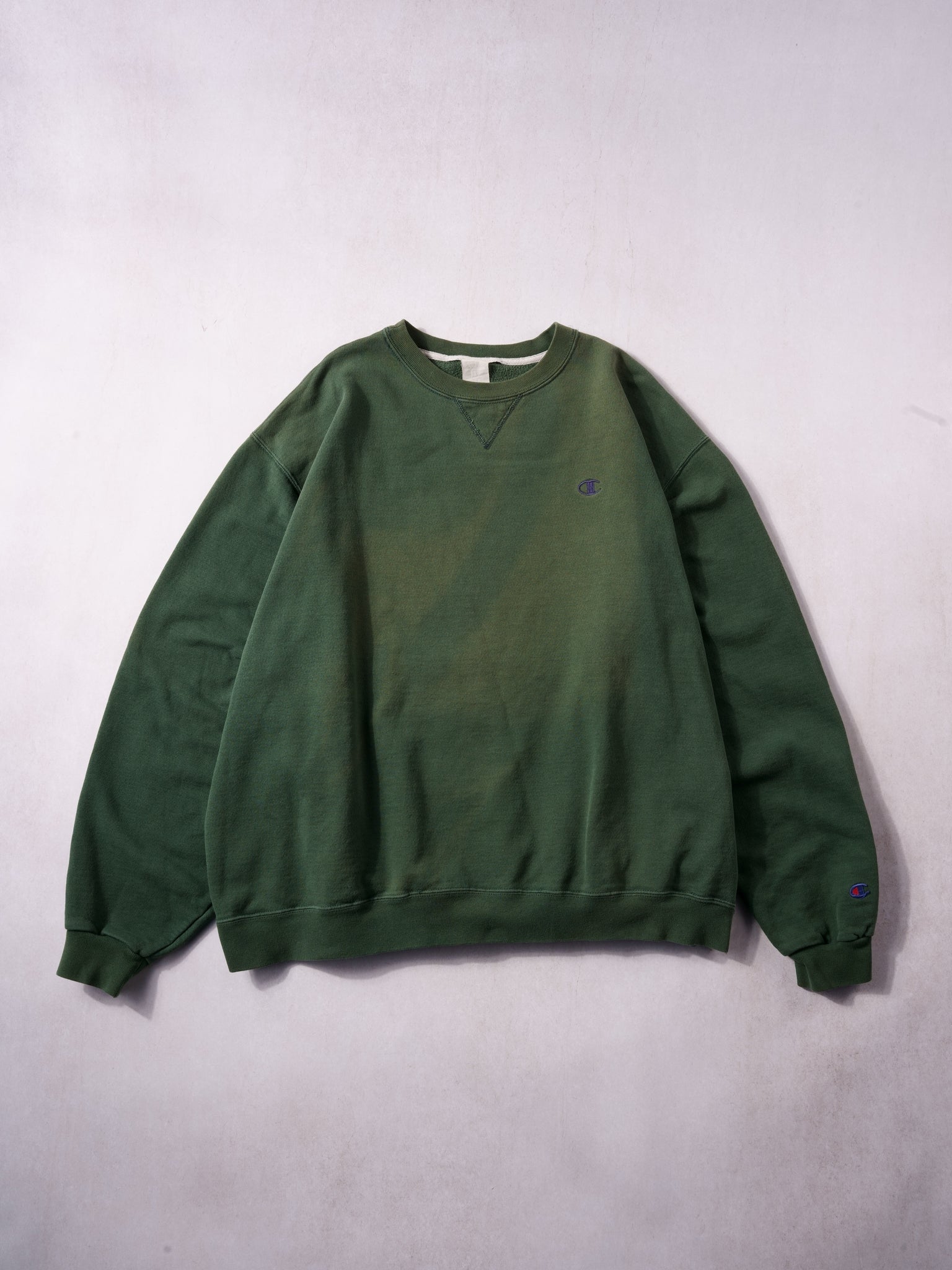 Vintage 90s Juniper Green Champion Blank Crewneck (XL)
