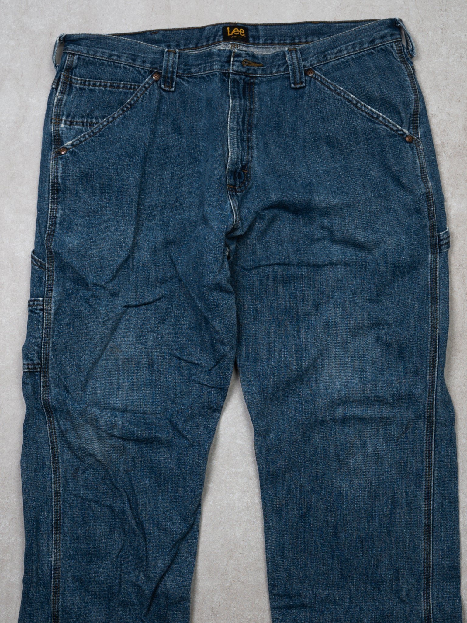 Vintage Blue Lee Denim Loose Fit Cargo Pants (36 x 30)