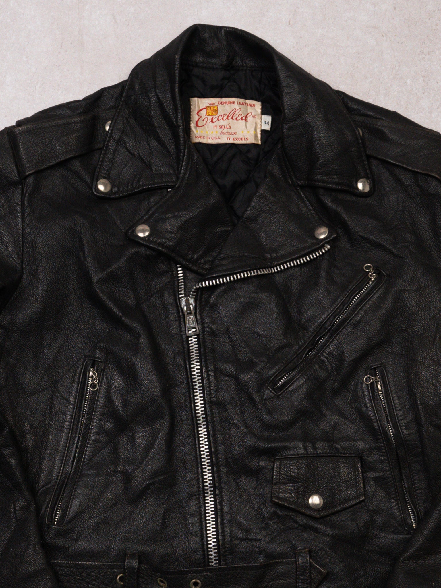 Vintage Rare 1970s Excelled Leather Biker Jacket (M)