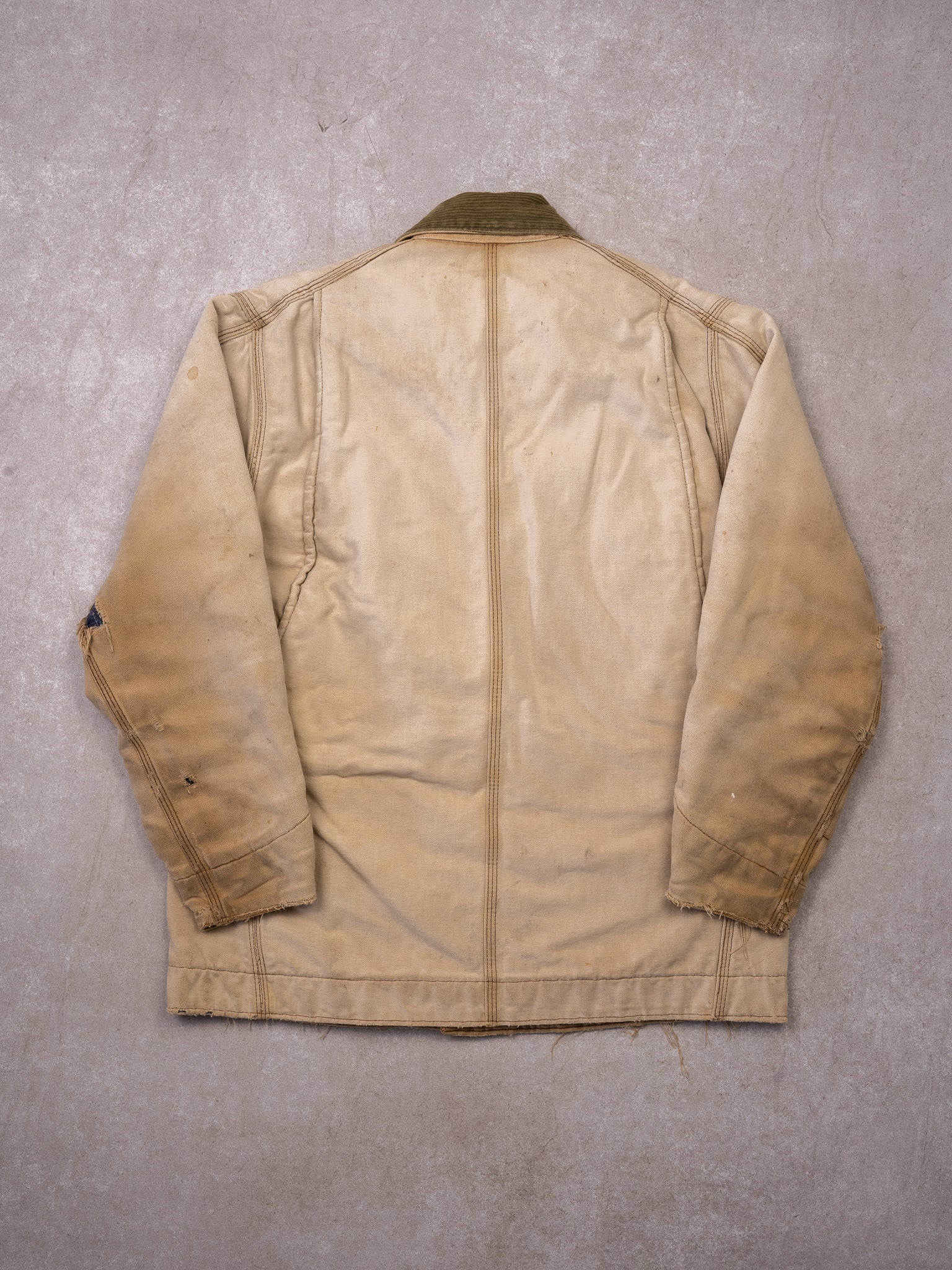 Vintage Rugged Biege Carhartt Blanket Lined Duck Chore Jacket (M/L)
