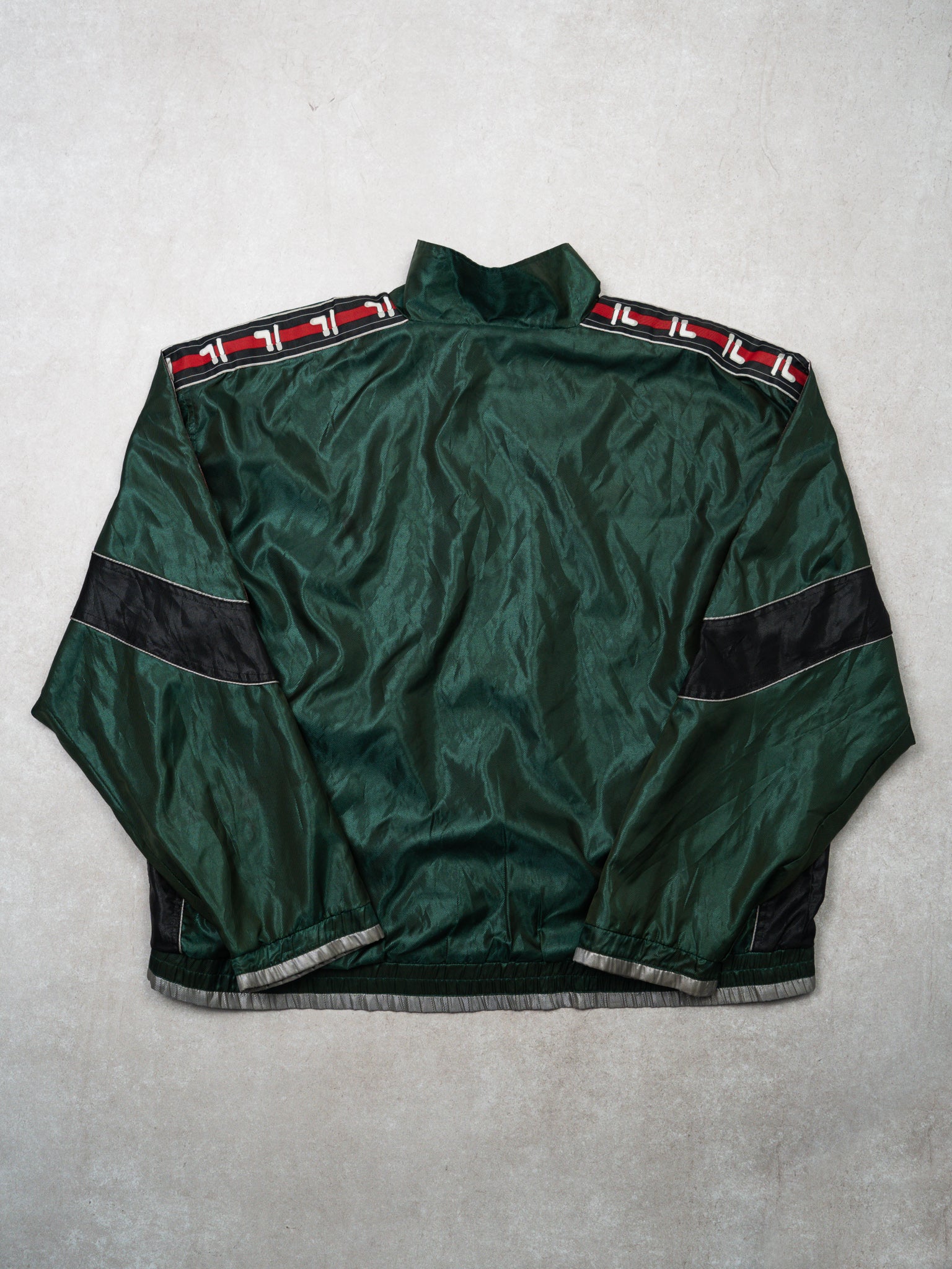 Vintage 90s Green + Black + Red Fila Reflective Windbreaker (XL/XXL)