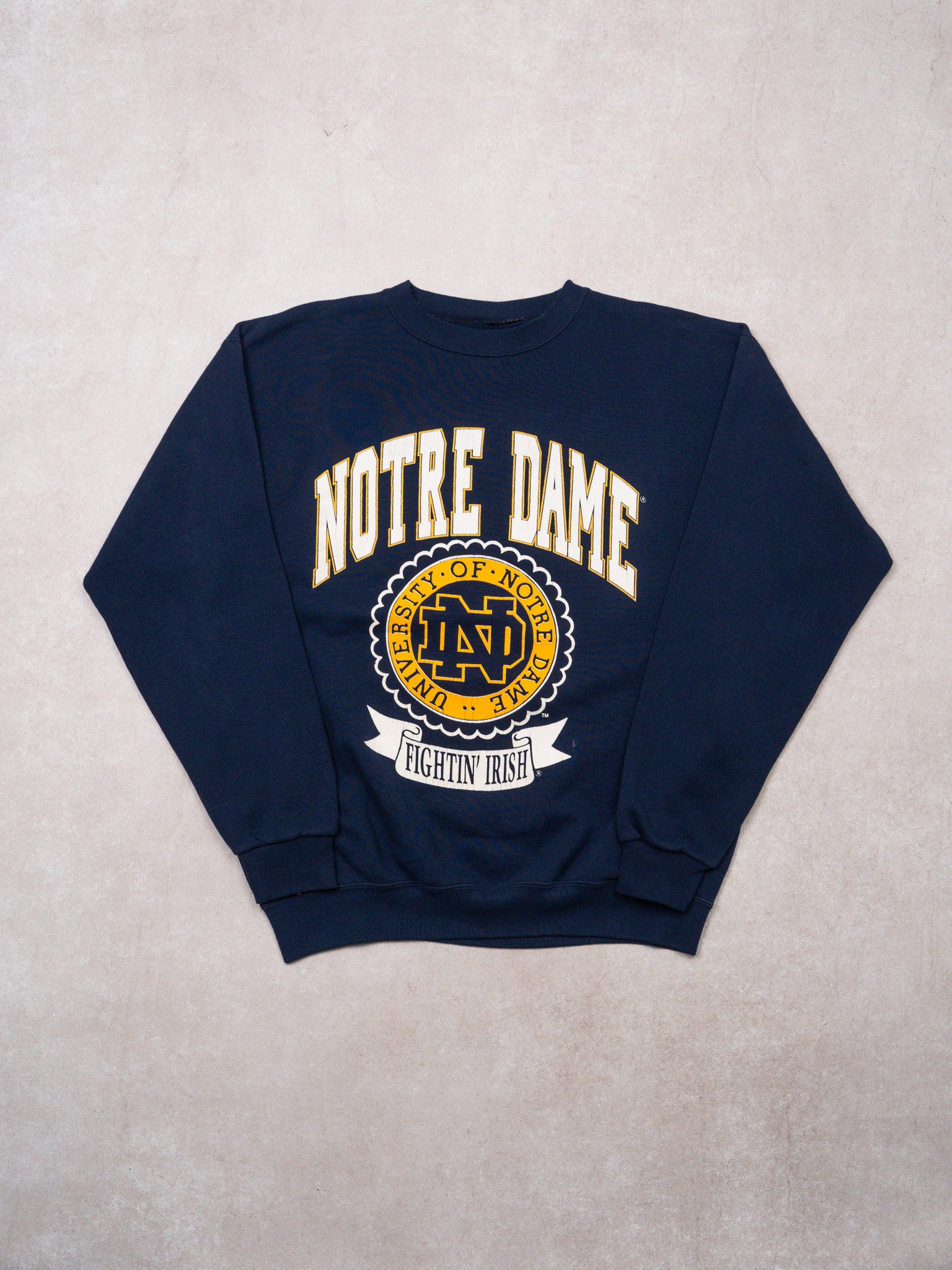 Vintage 90s Navy Notre Dame Crest Crewneck (L)
