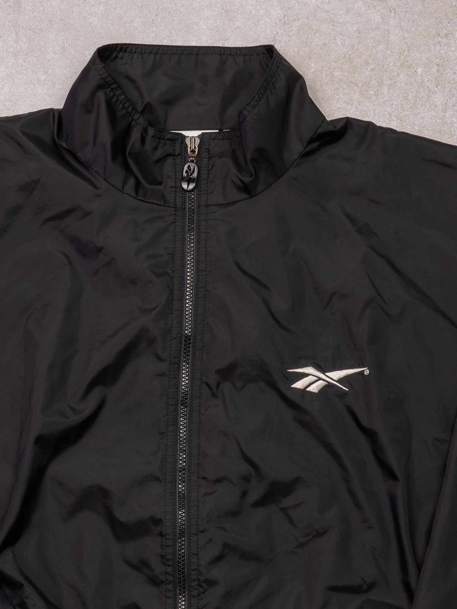 Vintage Black + White Reebok Windbreaker (XL)