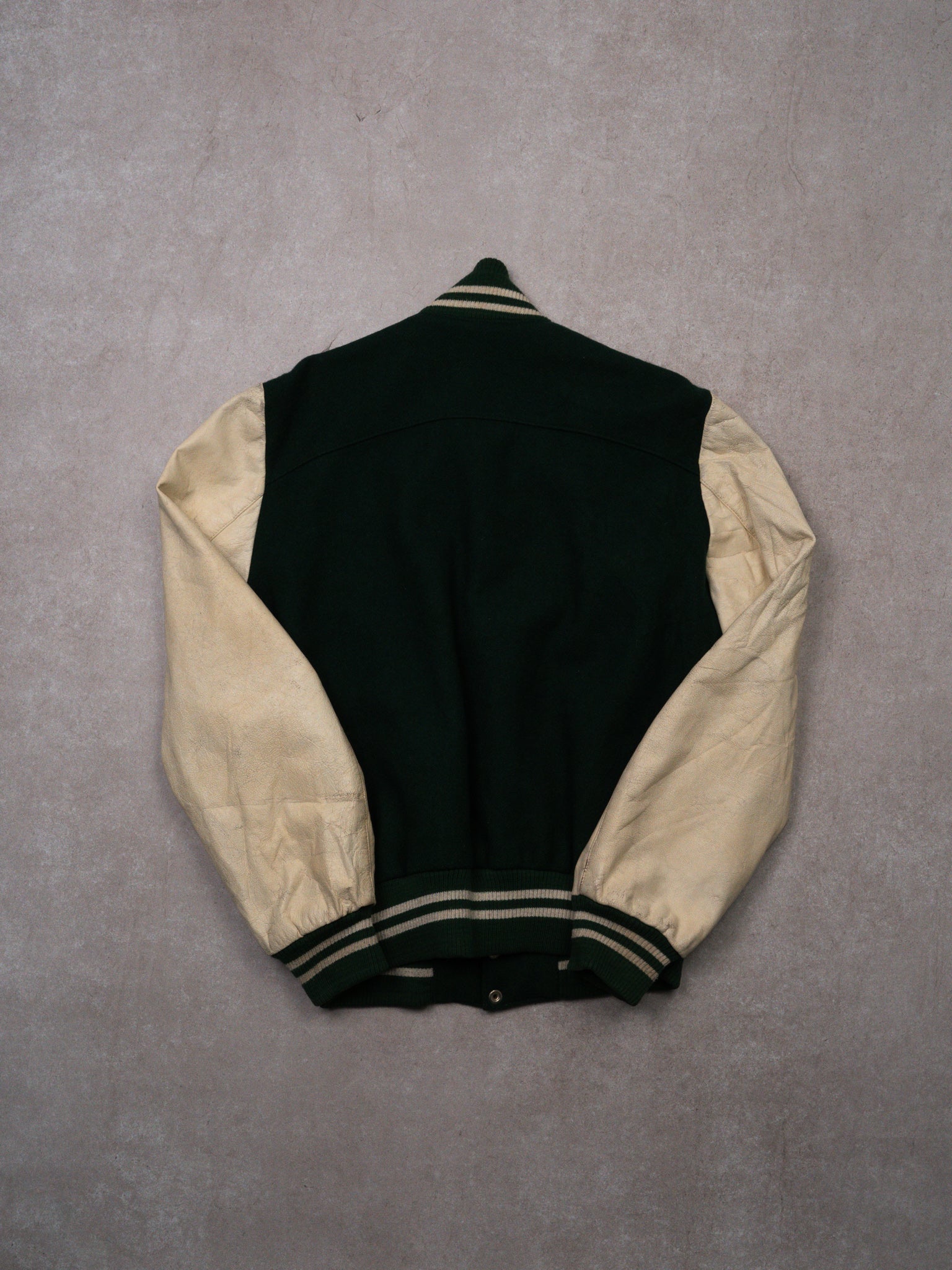 Vintage 80s Green + Cream 'Canada' Letterman Jacket (M/L)