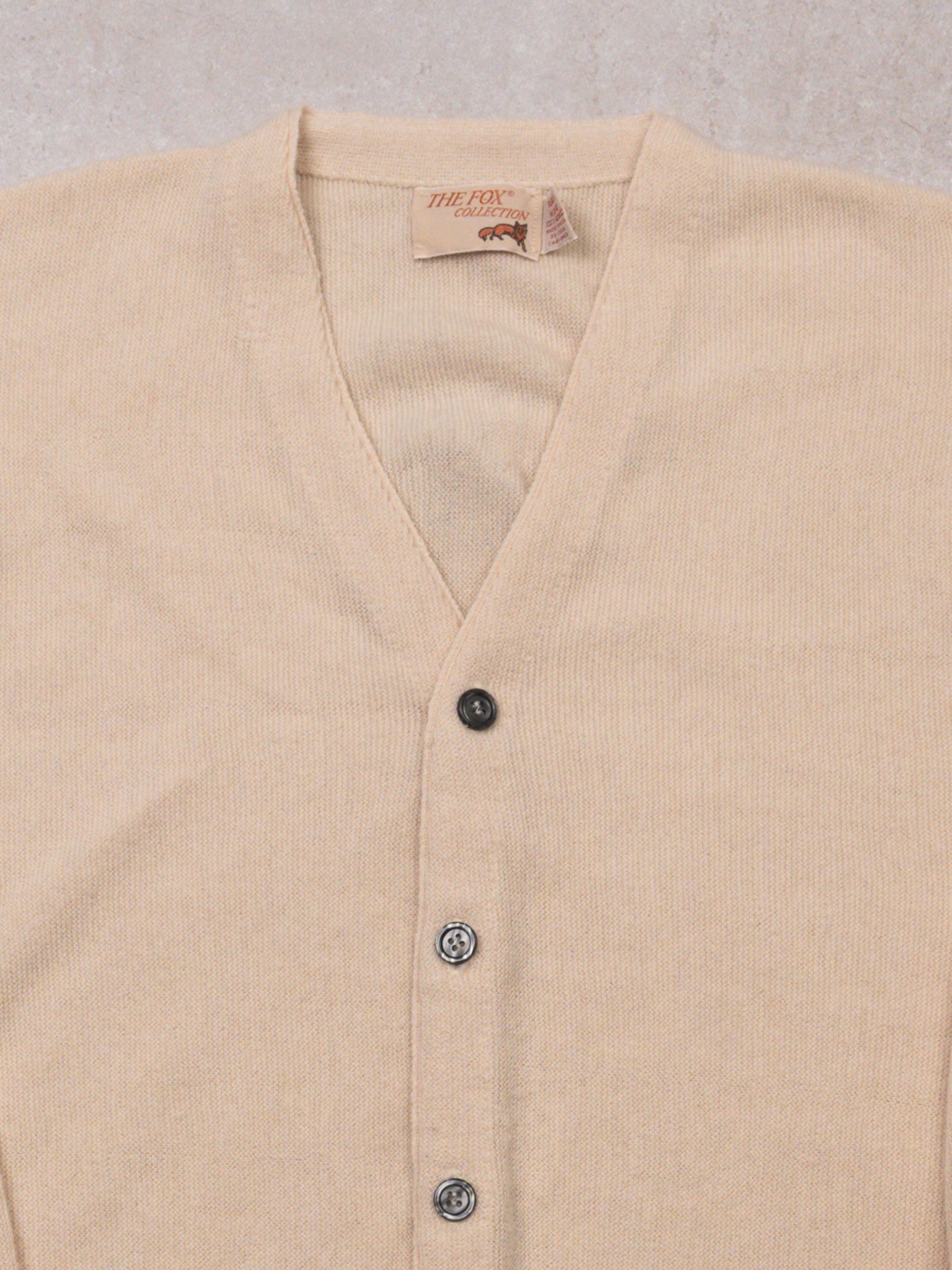 Vintage 70s Light Beige The Fox Arcylic Cardigan (M)