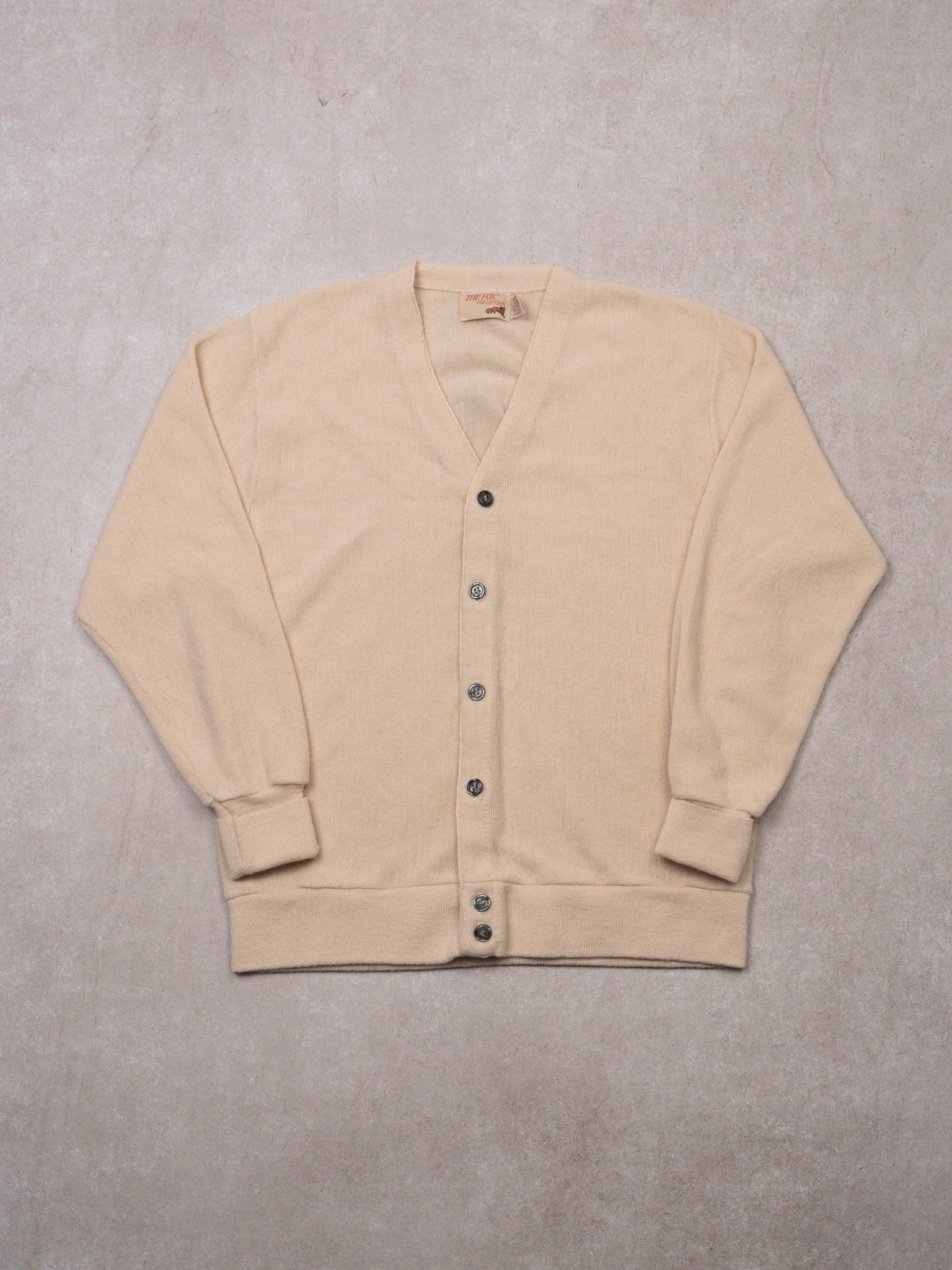 Vintage 70s Light Beige The Fox Arcylic Cardigan (M)