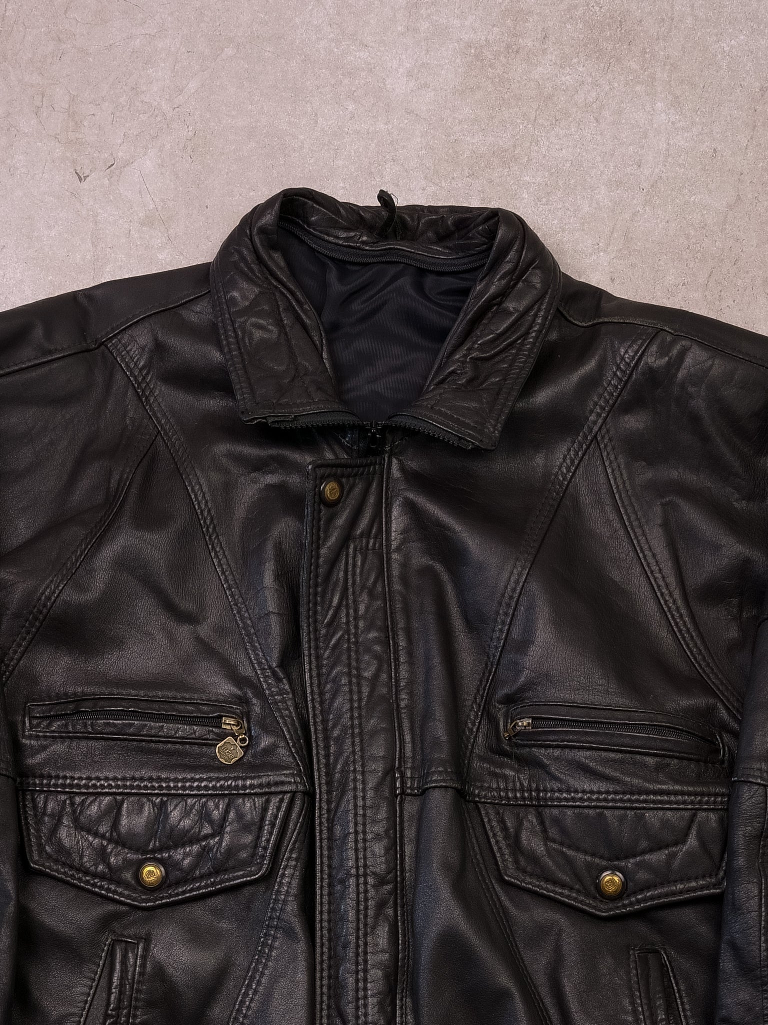 Vintage 90s Black Elazar Leather Bomber Jacket (M/L) – Rebalance