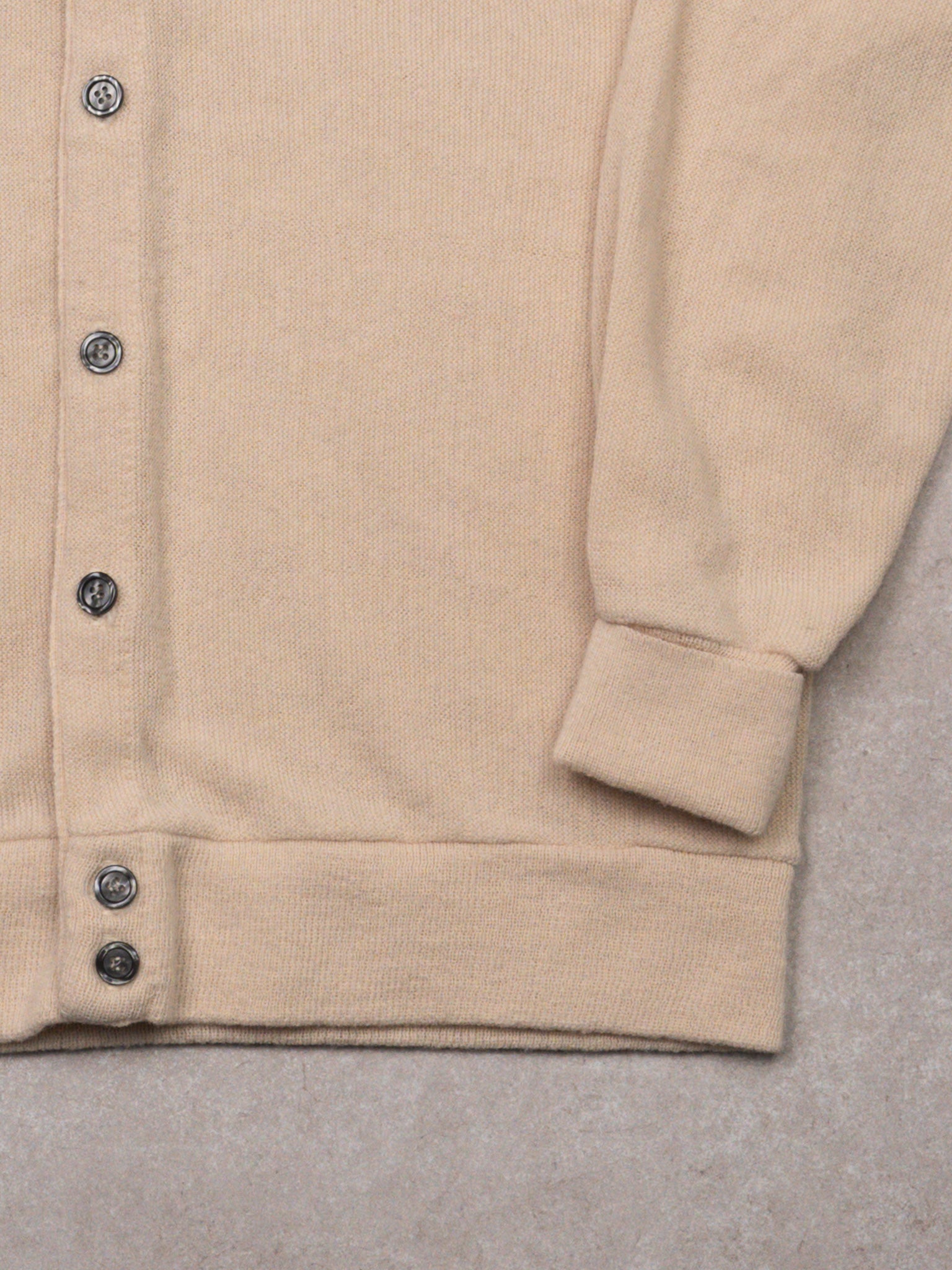 Vintage 70s Light Beige The Fox Arcylic Cardigan (M)