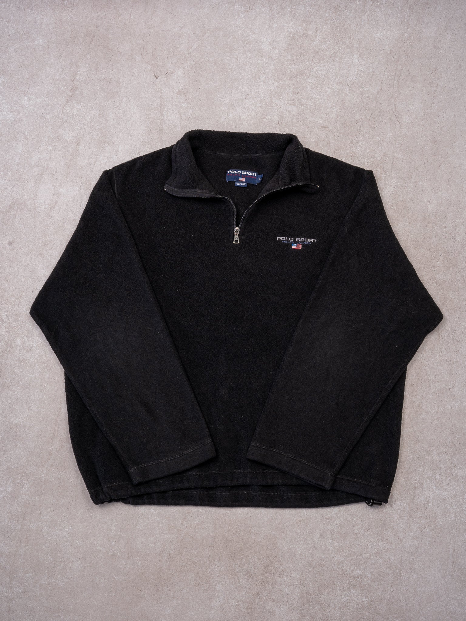 Vintage 90s Black Polo Sport RL Fleece 1/4 Zip Sweater (XL/XXL