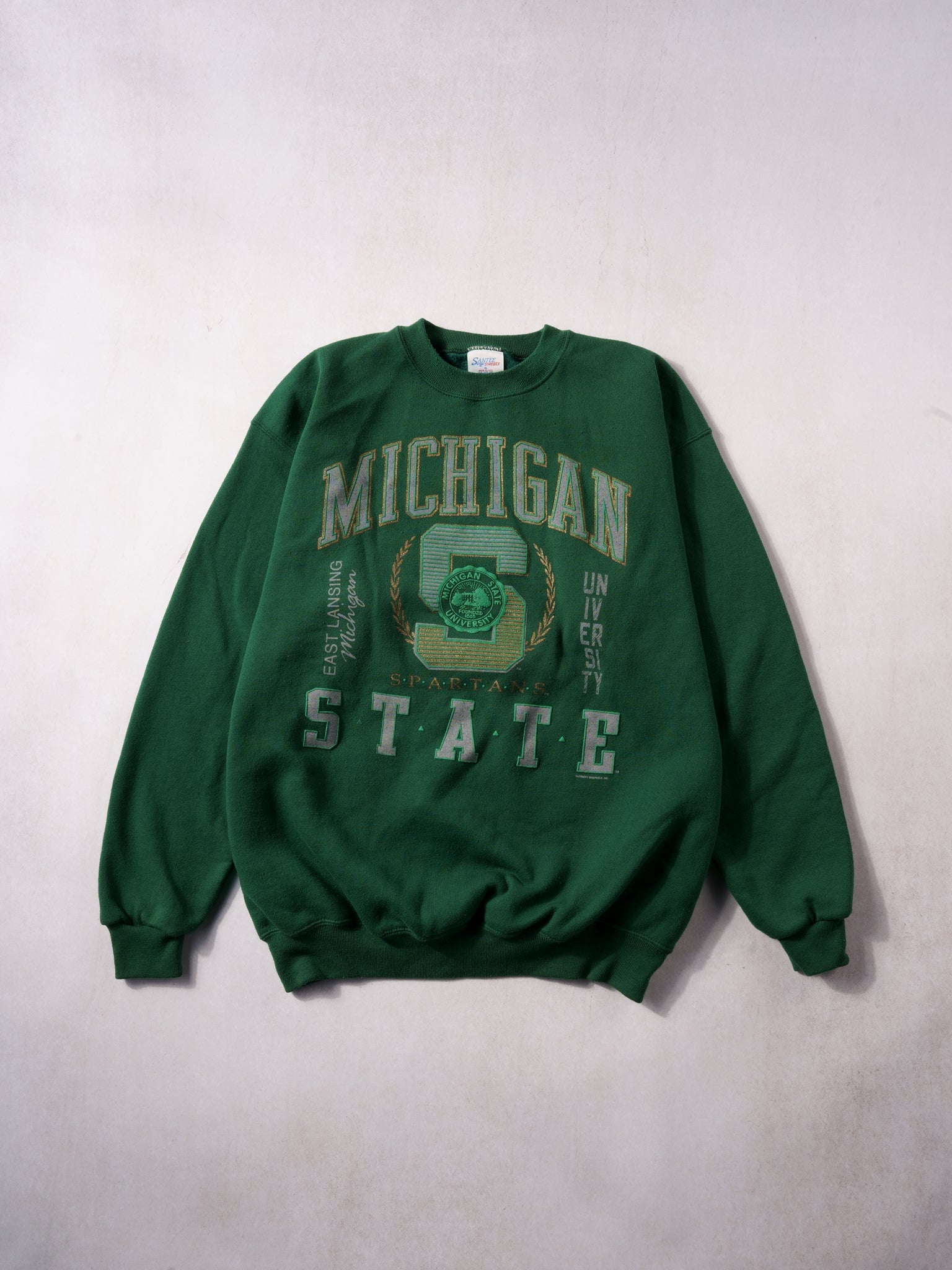 Vintage 90s Pine Green Michigan State Spartans Crewneck (L)