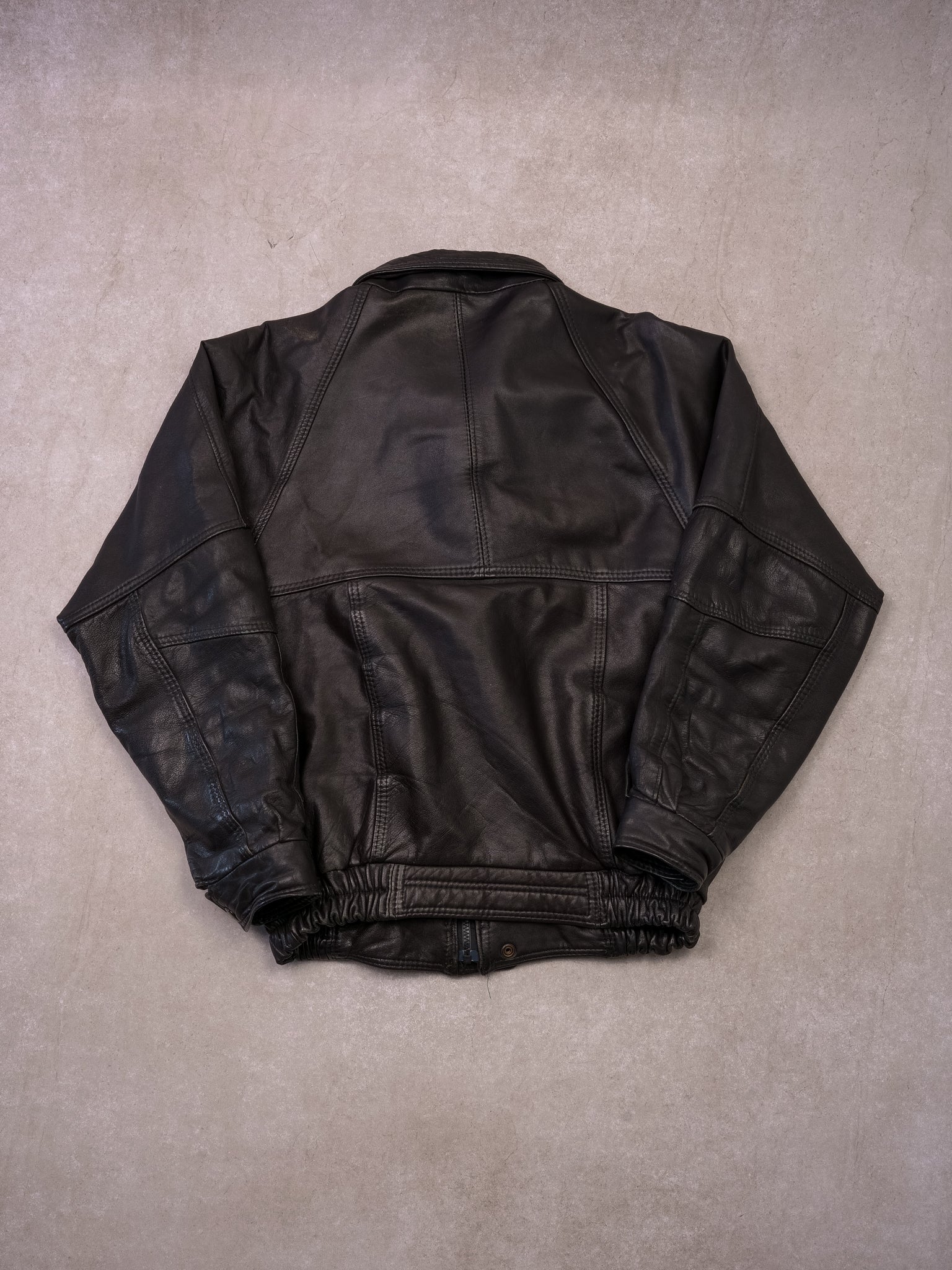 Vintage 90s Black Elazar Leather Bomber Jacket (M/L) – Rebalance