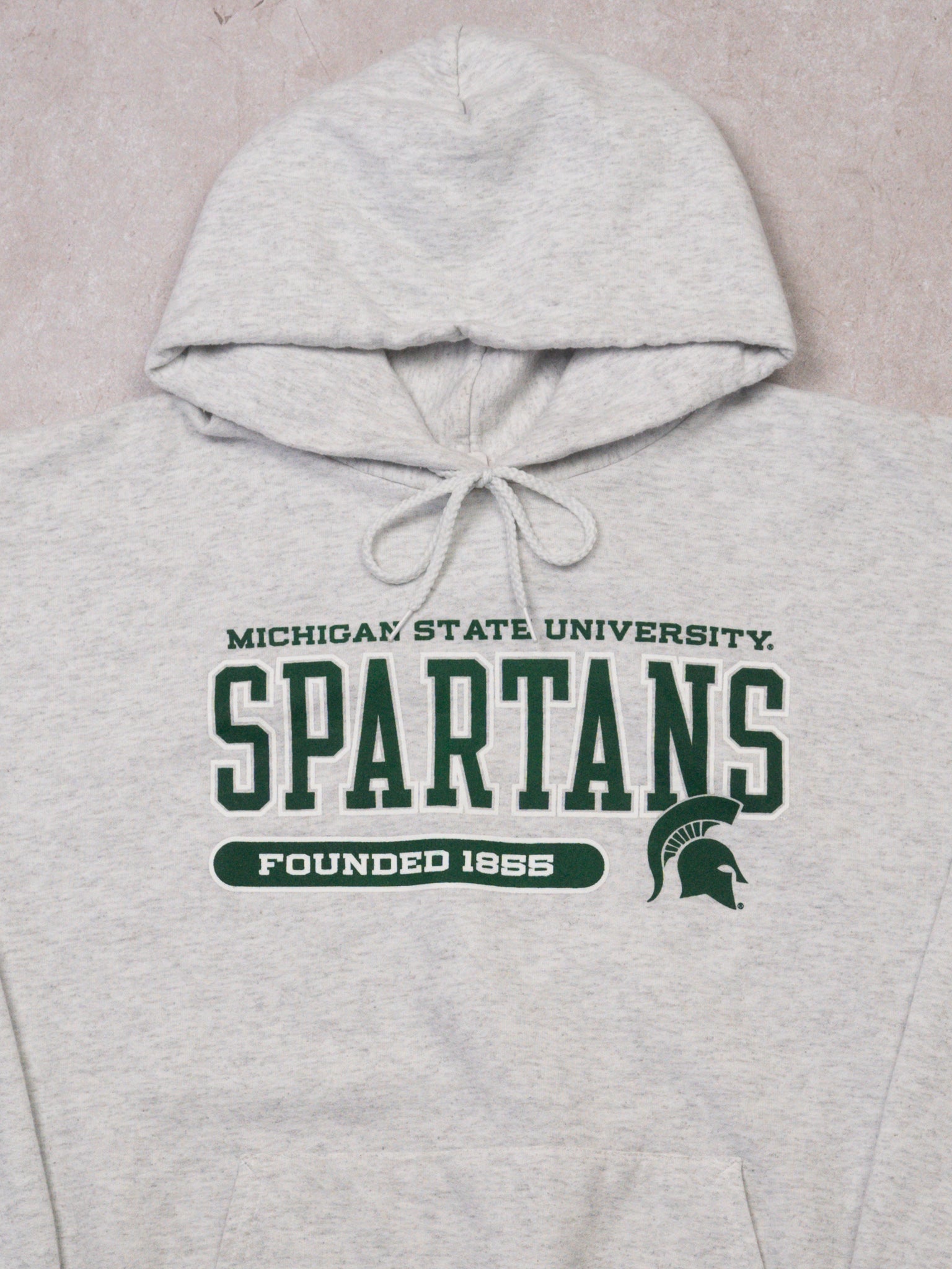 Vintage Light Grey MSU Spartans Hoodie (L)