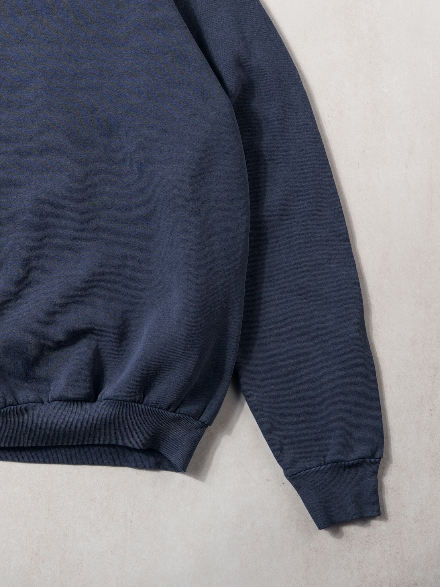 Vintage 90s Washed Navy Blue Fruit Of The Loom Blank Crewneck (M)