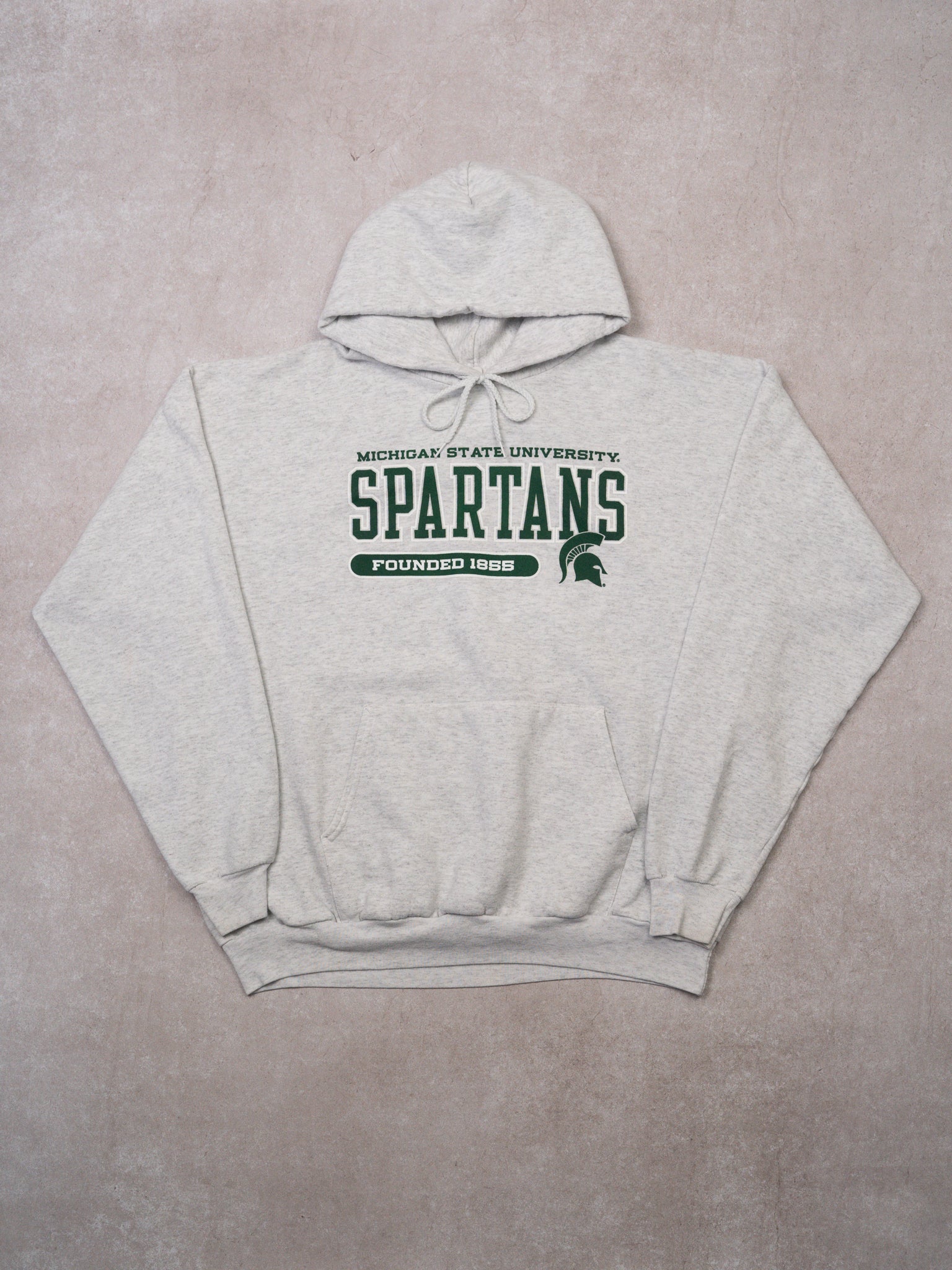 Vintage Light Grey MSU Spartans Hoodie (L)
