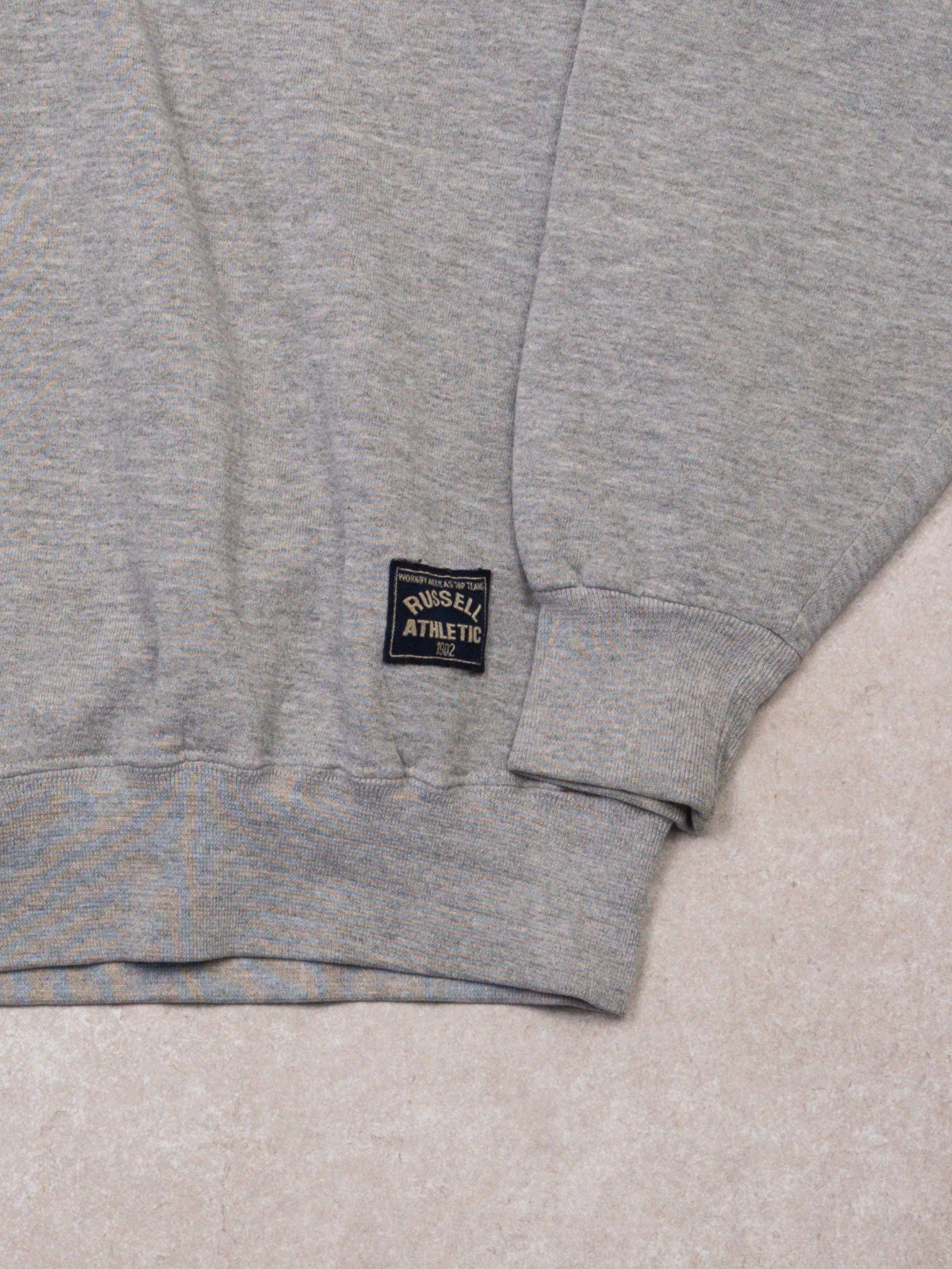 Vintage 90s Grey Russell Athletics Collared 1/4 Zip Sweater (S/M)