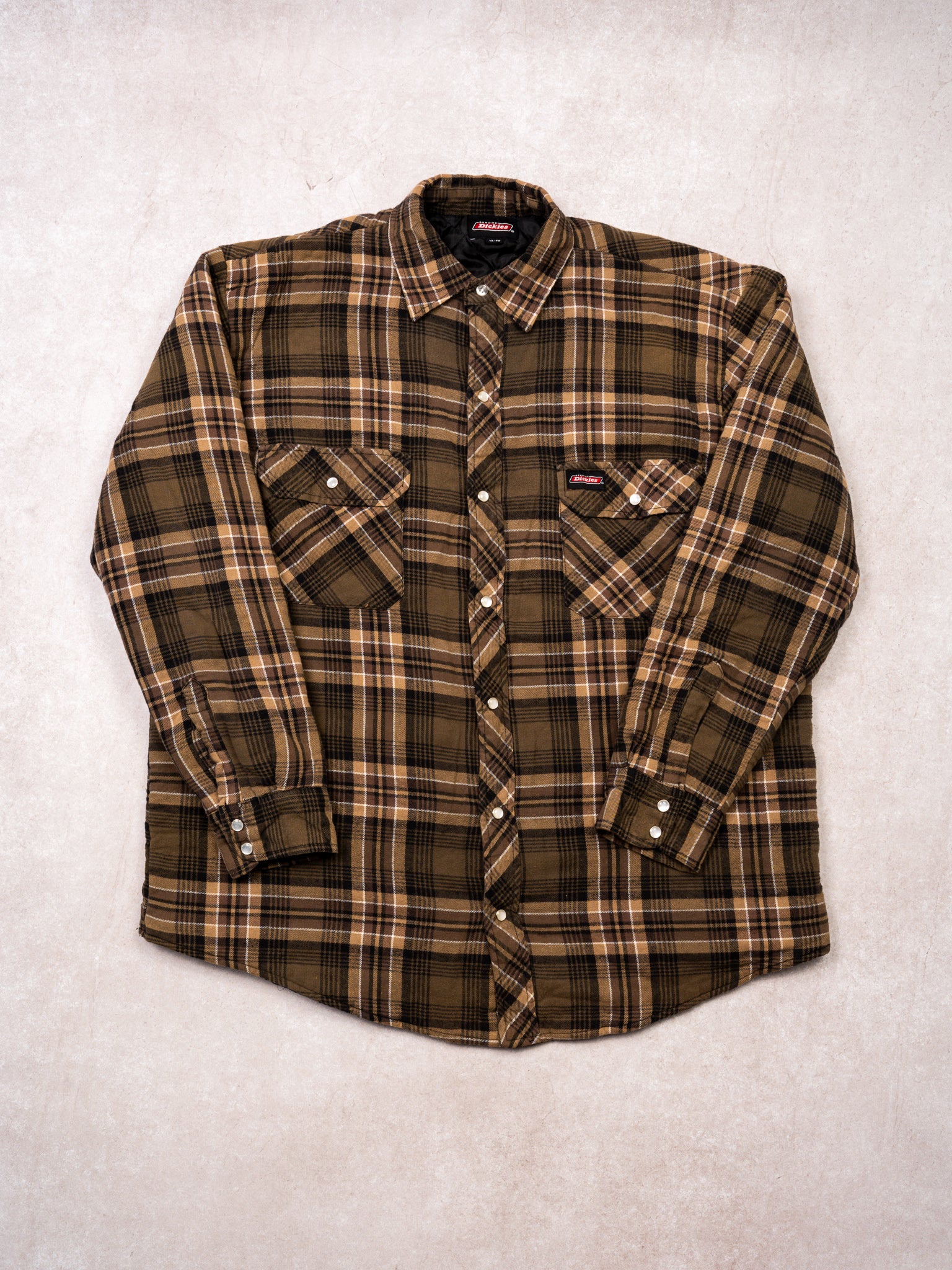 Vintage Brown Plaid Dickies Insulated Jacket (XL)