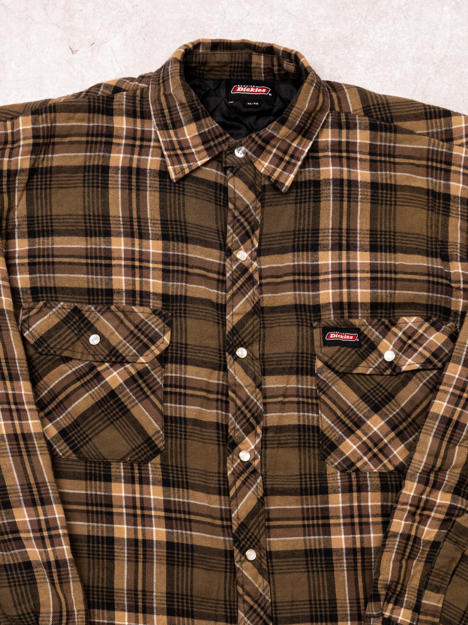 Vintage Brown Plaid Dickies Insulated Jacket (XL)