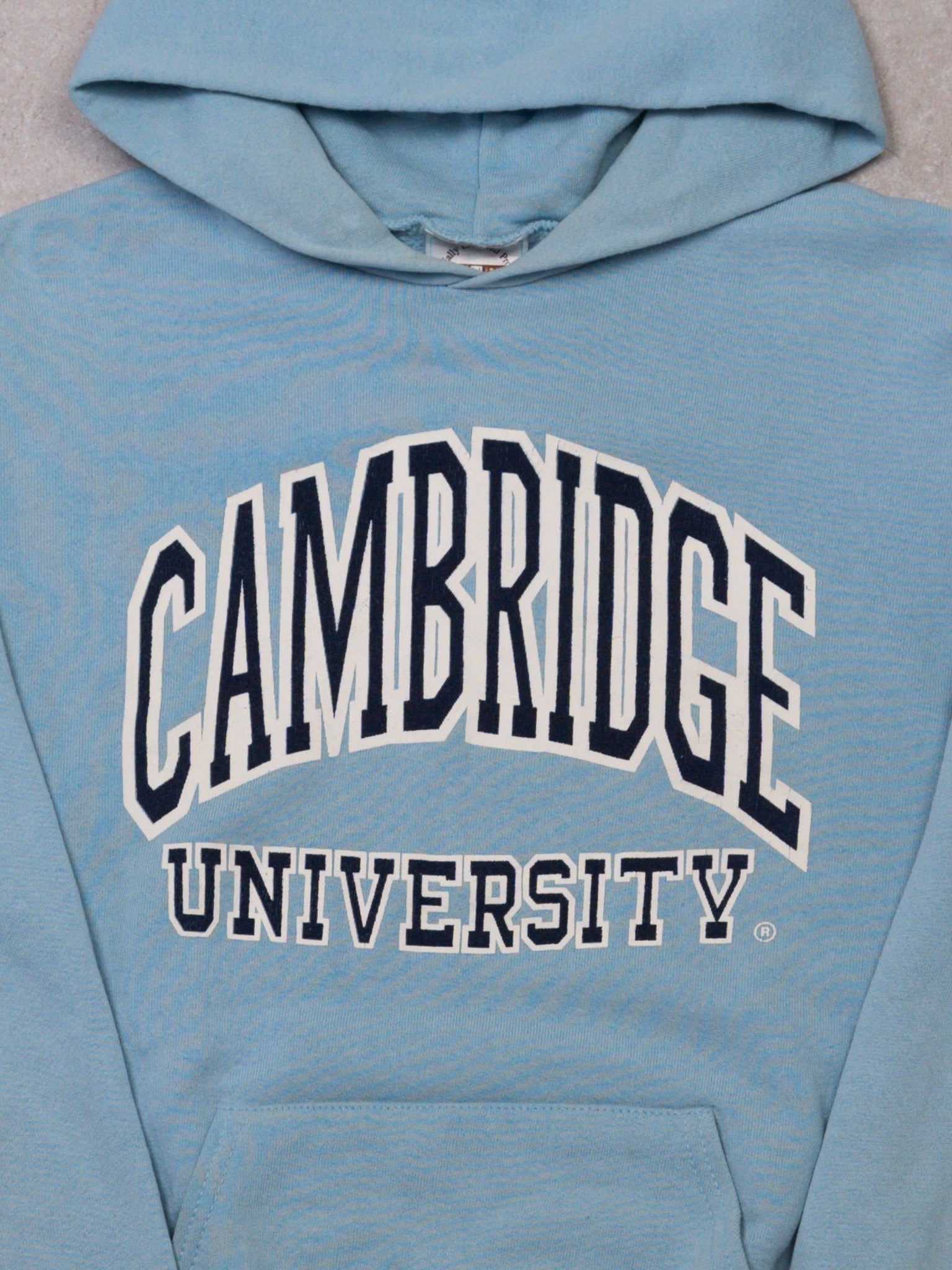 Vintage 80s Baby Blue Cambridge University Hoodie (S)