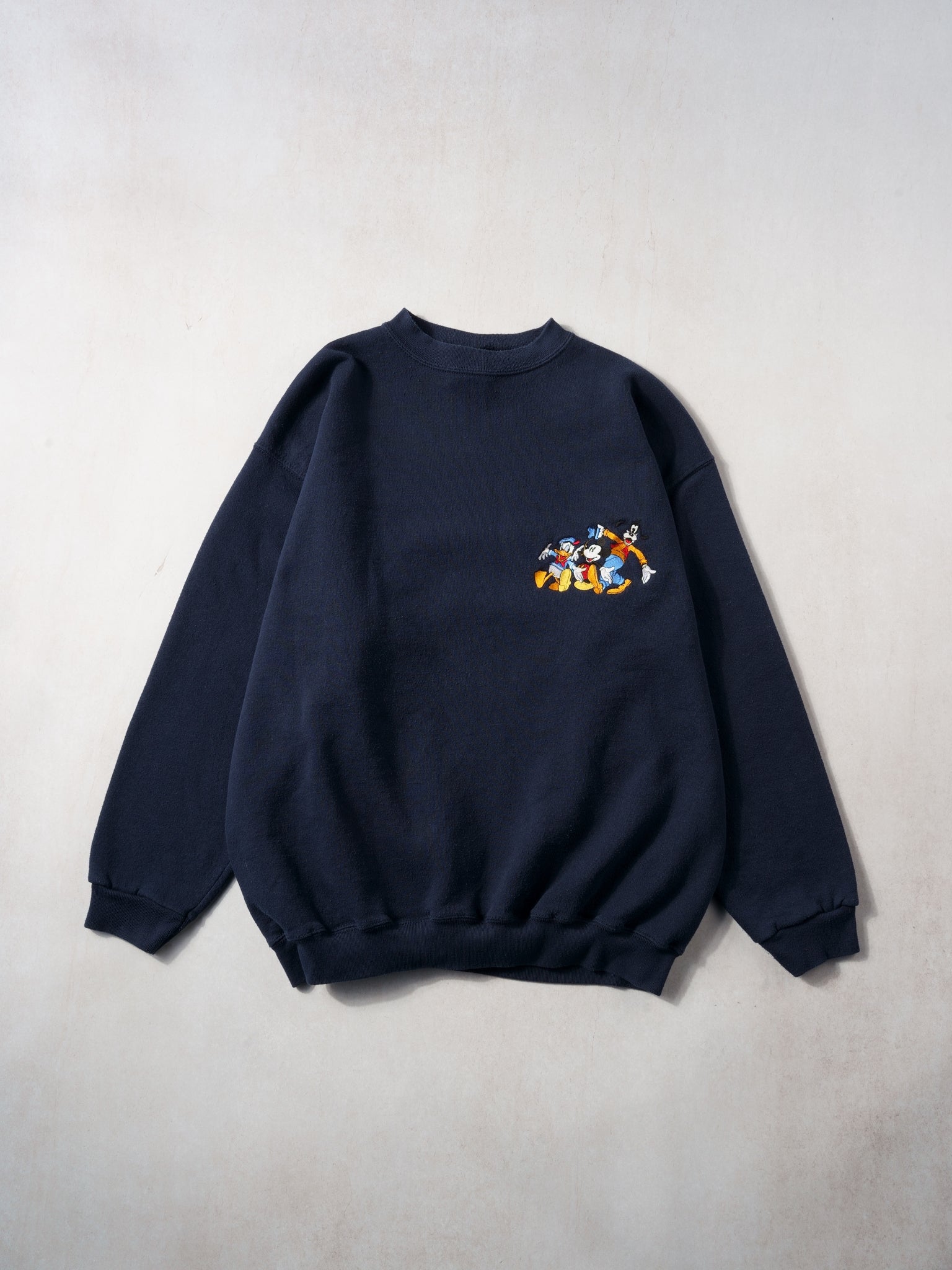 Vintage 90s Dark Blue Walt Disney Trio Embroidery Crewneck (M/L)