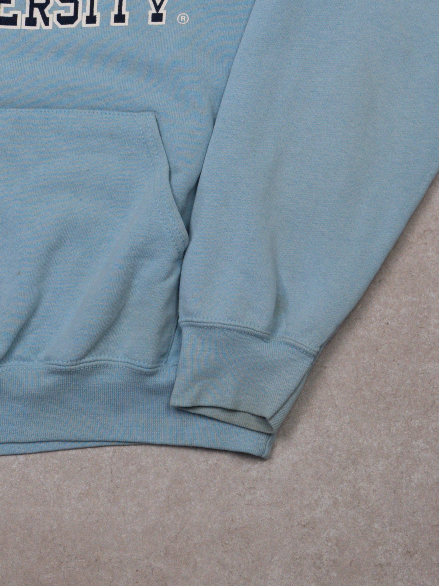 Vintage 80s Baby Blue Cambridge University Hoodie (S)