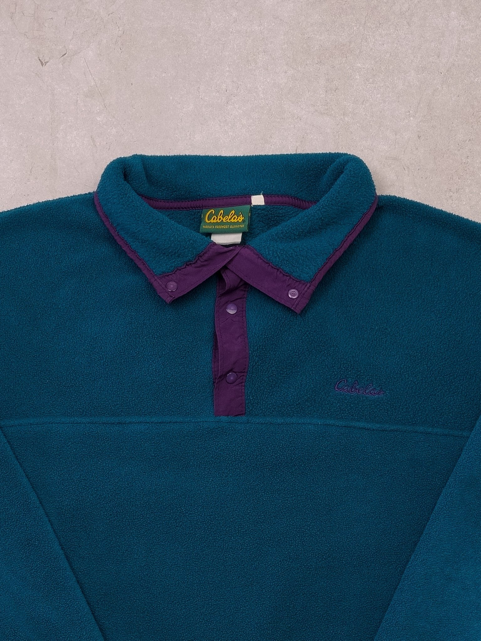 Vintage 90s Cabela's Teal 1/4 Button Fleece Button Up (XXL)