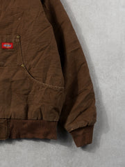 Vintage 90s Brown Dickies Workwear Hooded Jacket (L)