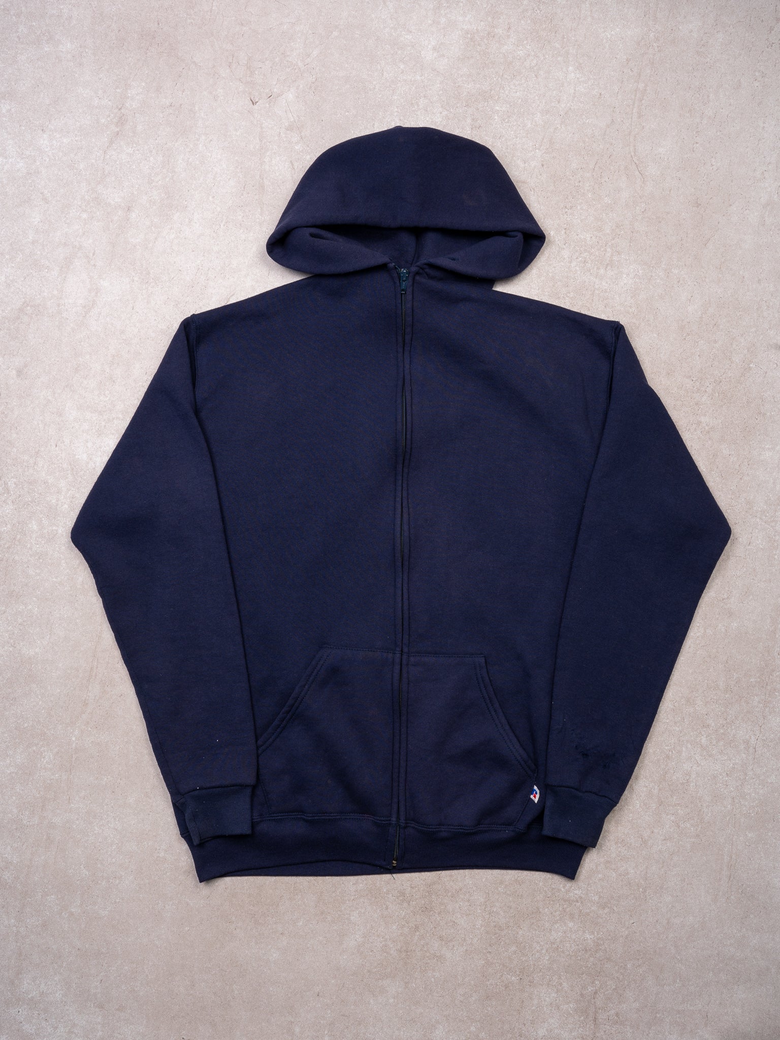 Vintage 90s Navy Russell Athletics Zip Up Hoodie (L)