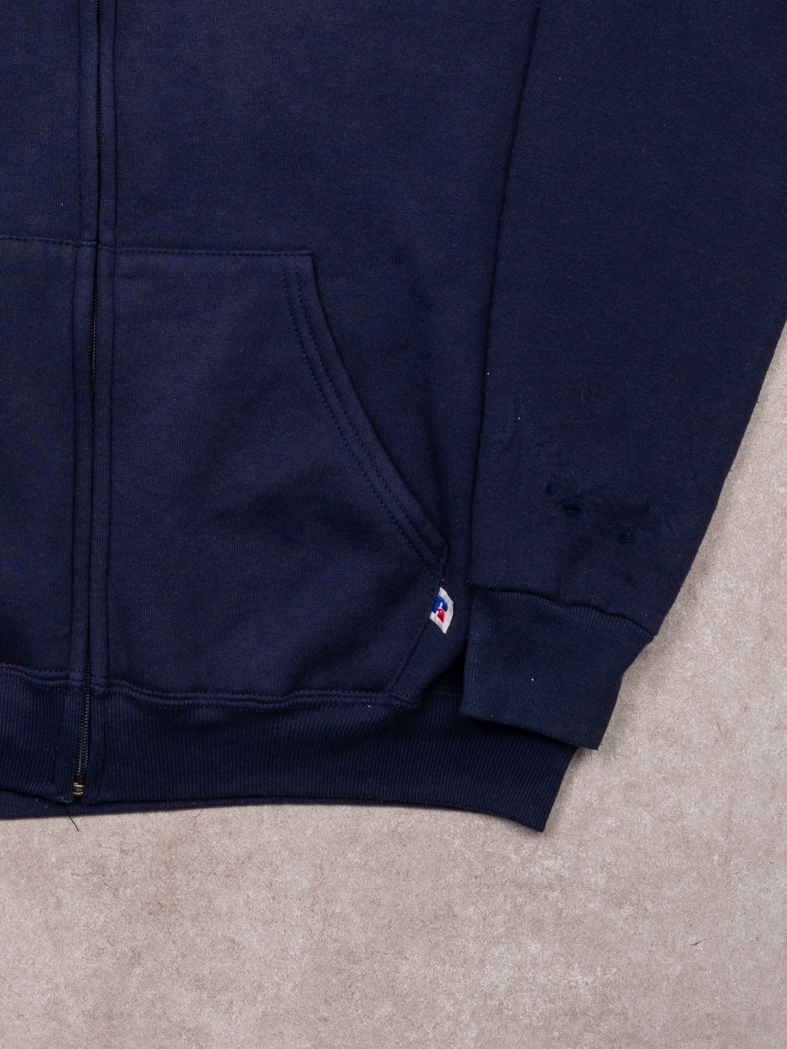 Vintage 90s Navy Russell Athletics Zip Up Hoodie (L)