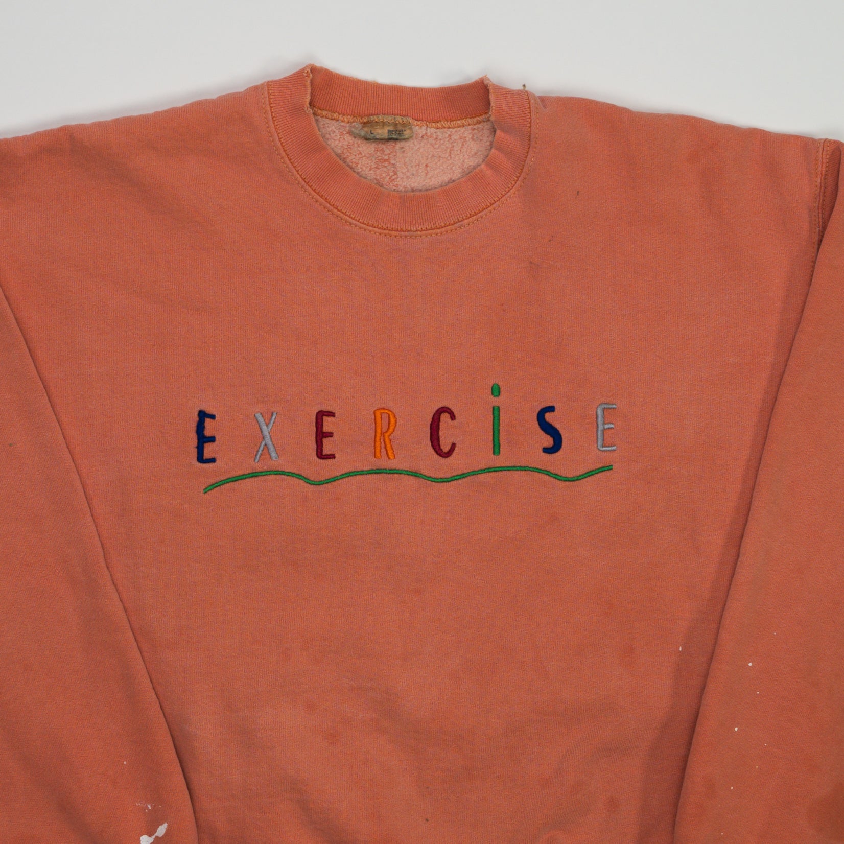 Vintage 90s Peach Exercise Spell Out Crewneck (L)