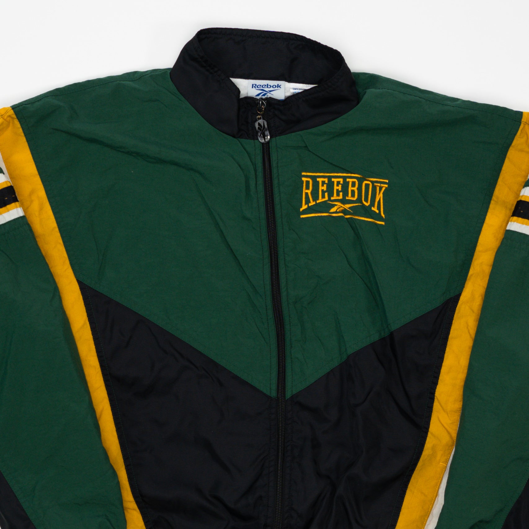 Vintage 90s Green, White + Yellow Reebok Windbreaker (M)