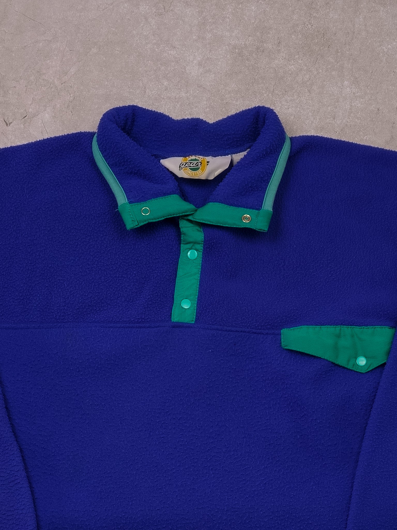 Vintage 80s Field Gear Blue 1/4 Button Fleece Button Up (L)