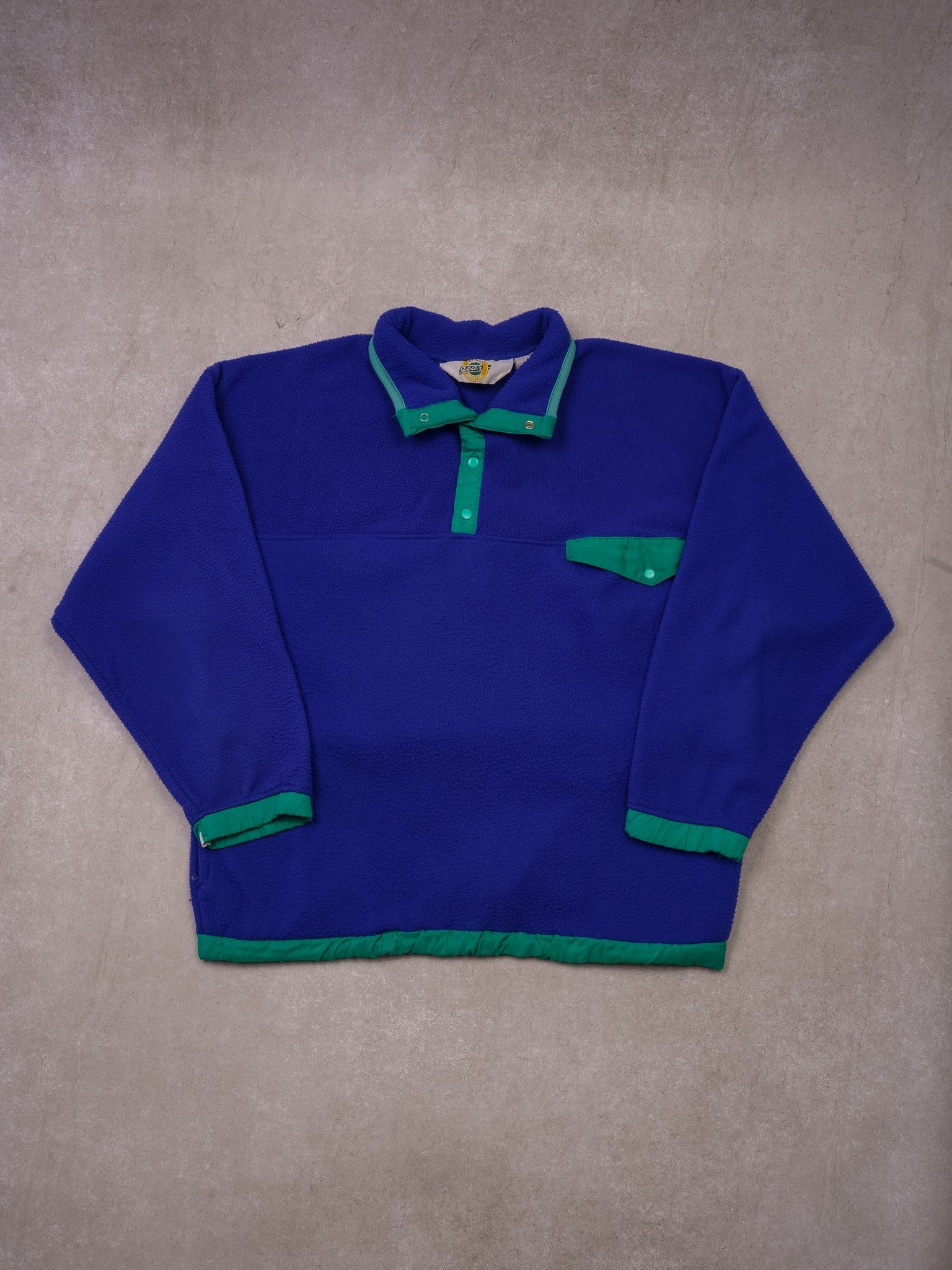 Vintage 80s Field Gear Blue 1/4 Button Fleece Button Up (L)
