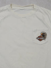 Vintage '08 White Harely Davidson Jackson Wyoming Tee (L)