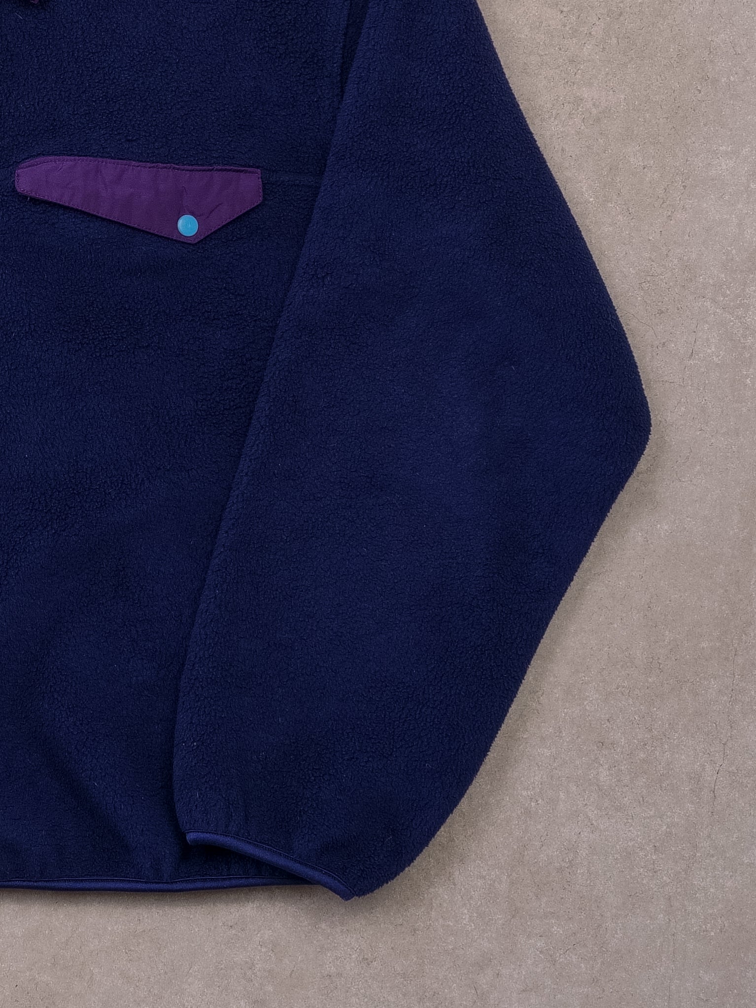 Vintage 90s Black Ice Navy Blue 1/4 Button Fleece Button Up (L)