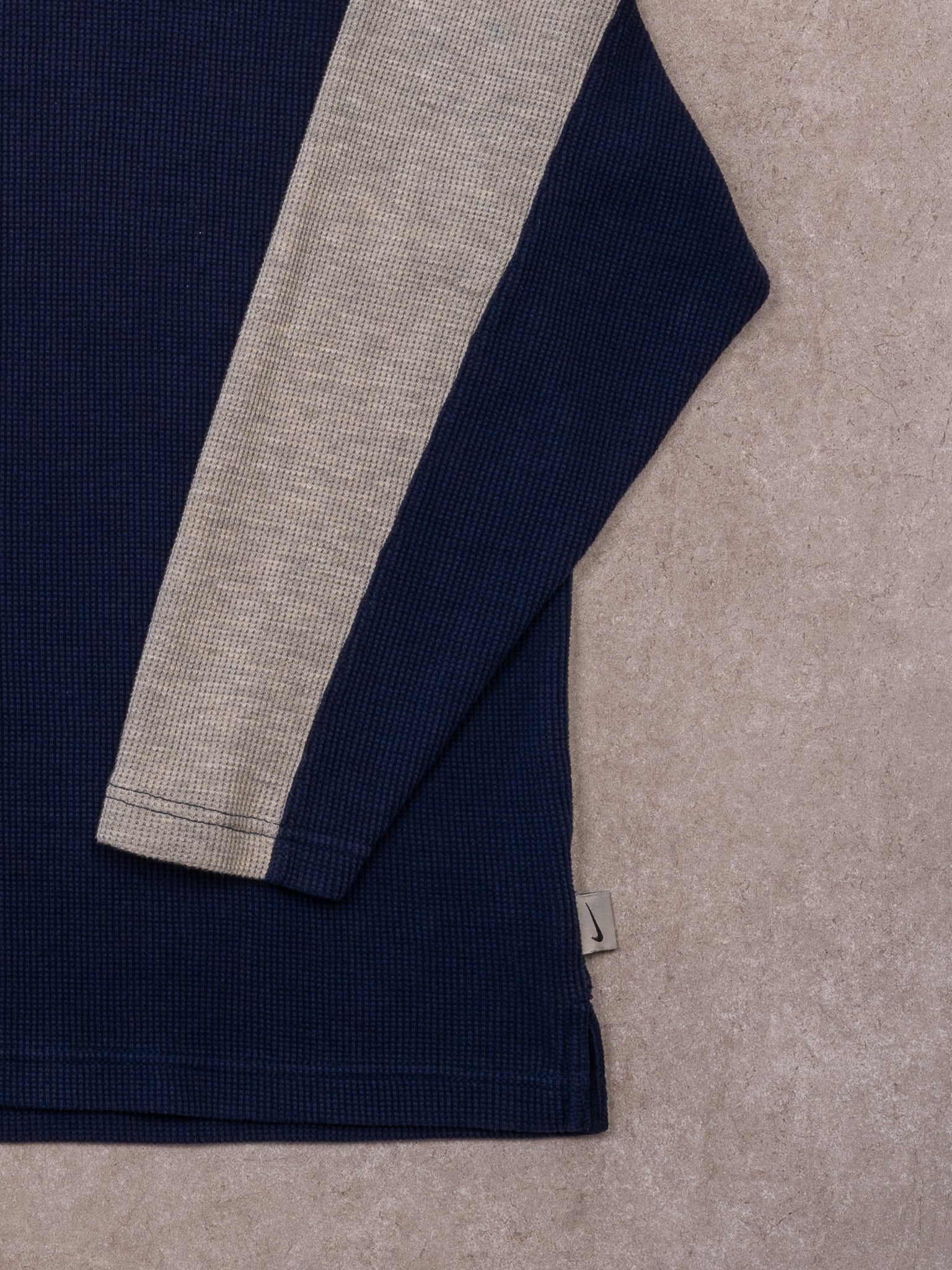 Vintage Navy + Grey Y2K Waffle Long Sleeve (L)