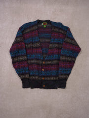 Vintage 80s Multi-Color Boston Traders Wool Cardigan (M)