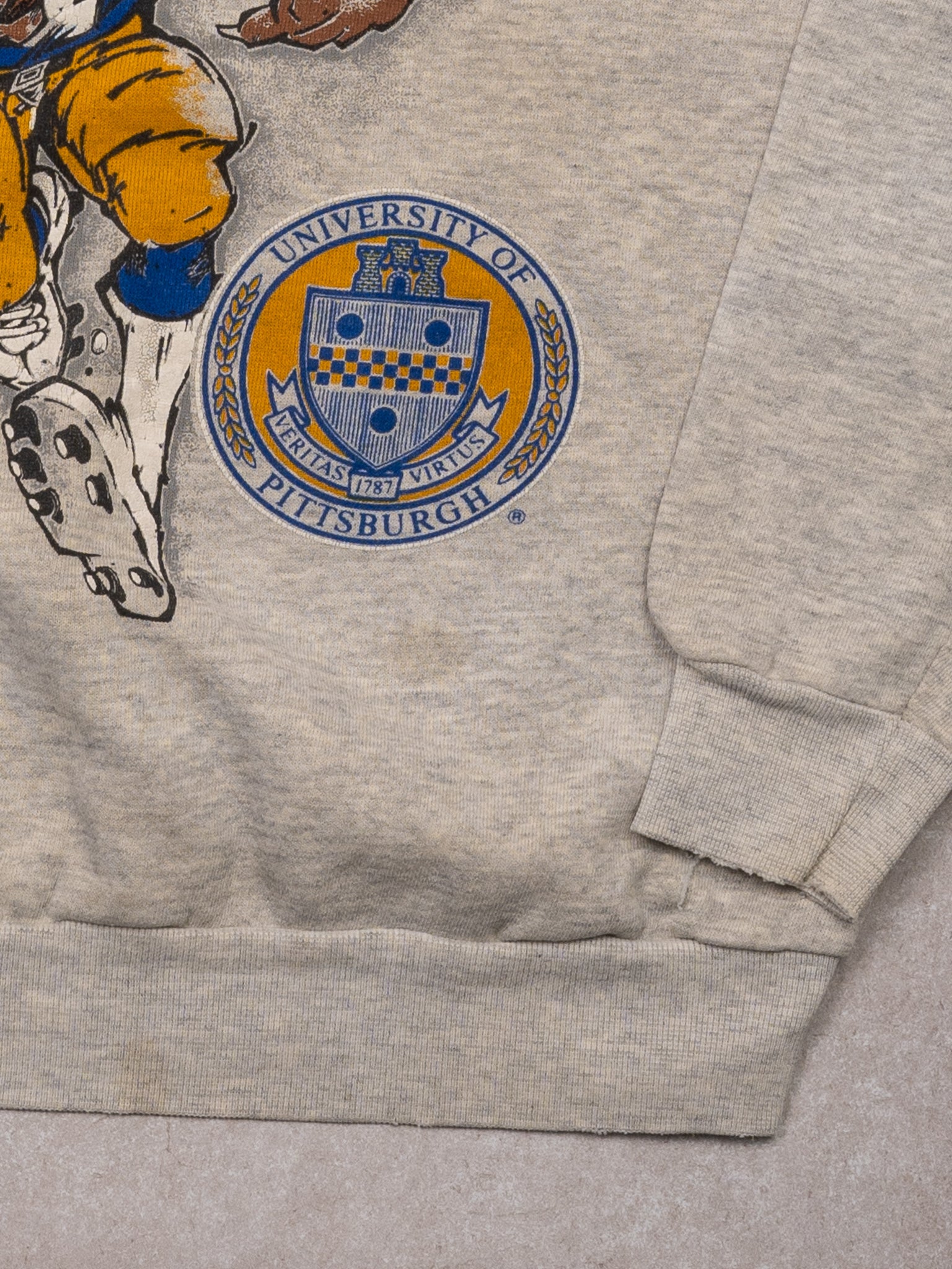 Vintage 80s Grey Pitt Mascot Football Crewneck (M)