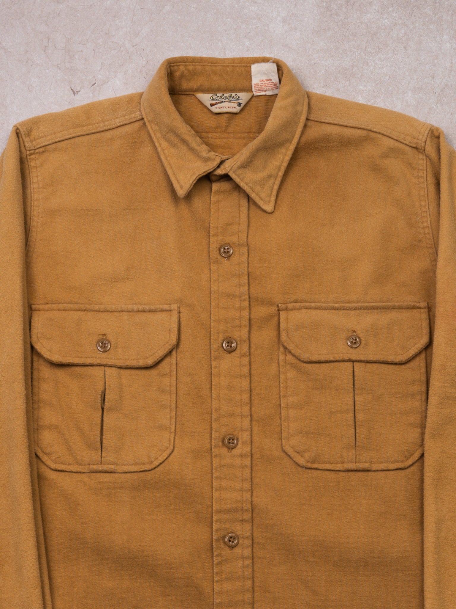 Vintage 70s Golden Yellow Cabela's Flannel Button Up (L)